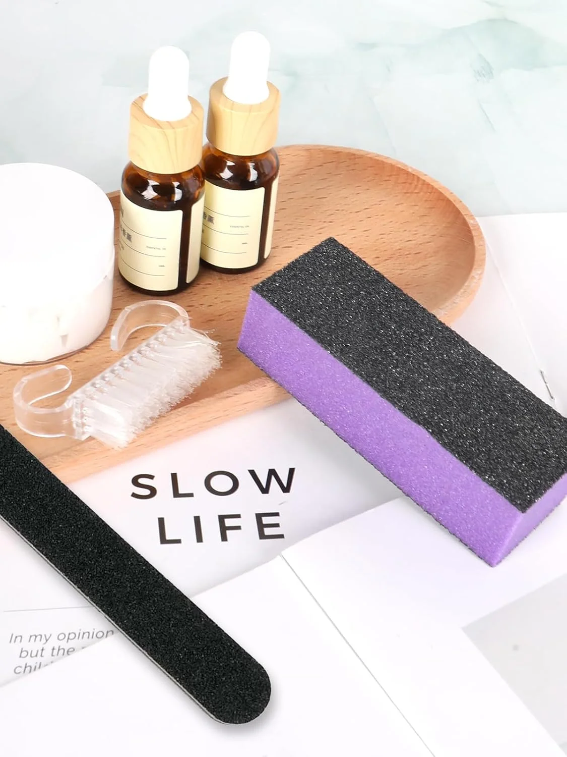 دو عدد سوهان ناخن و بافر، کیت سوهان ناخن، کیت ابزار مانیکور حرفه ای، سوهان پدیکور ناخن بنفش و سوهان سنباده پولیش