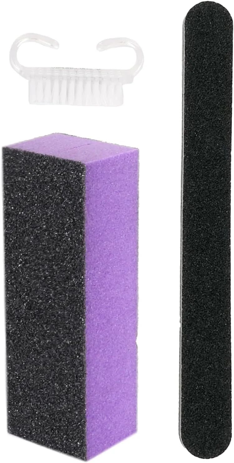 دو عدد سوهان ناخن و بافر، کیت سوهان ناخن، کیت ابزار مانیکور حرفه ای، سوهان پدیکور ناخن بنفش و سوهان سنباده پولیش