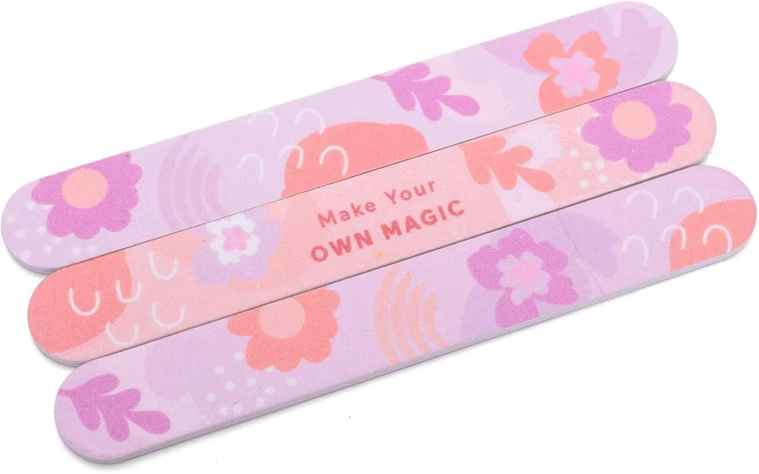 مجموعه سوهان ناخن لوکس هلوئی Cait & Co، بسته 3 عددی، با طرح پیام جادویی - شکل دهی و صاف کردن ملایم و موثر ناخن - طراحی گلدار شیک