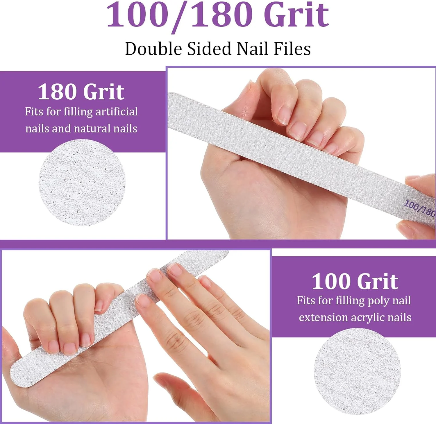 ۲۰۰ عدد سوهان ناخن با درجه زبری ۱۰۰/۱۸۰، سوهان سمباده ای دو طرفه حرفه ای برای ناخن های طبیعی و اکریلیک، سوهان ناخن قابل استفاده مجدد، ابزار مانیکور برای سالن ها، پدیکور خانگی و زیبایی