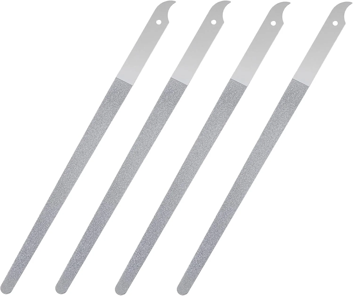 4 عدد سوهان ناخن فلزی الماسه با نوک تیز، سوهان ناخن استیل ضد زنگ برای ناخن های طبیعی، دو طرفه، ابزار مانیکور پدیکور ناخن پا برای سالن و خانه (بزرگ 2)