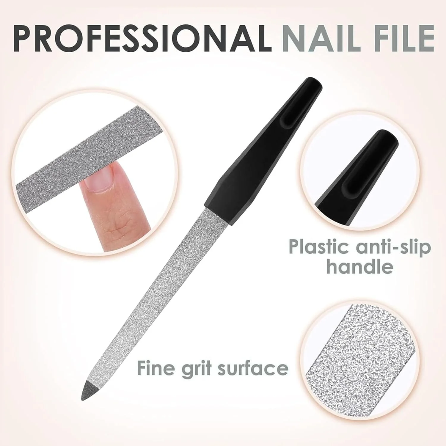 ست ۴ عددی سوهان ناخن فلزی، سوهان ناخن حرفه ای برای ناخن های طبیعی، سوهان ناخن دو طرفه برای ناخن های اکریلیک و ژل، ست ابزار سوهان ناخن برای زنان و مردان، لوازم جانبی ناخن برای استفاده در سالن منزل (سفید/مشکی)