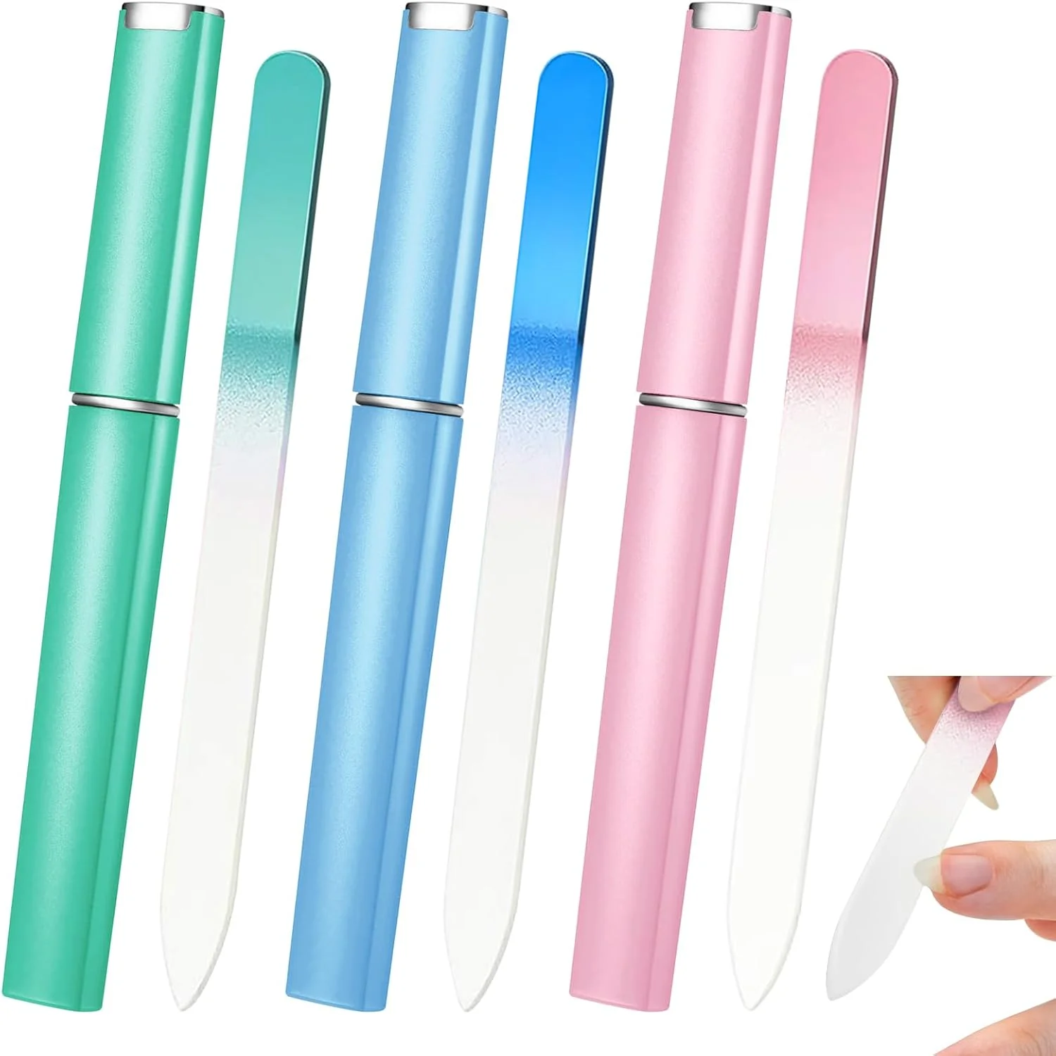 مجموعه ۳ عددی سوهان ناخن حرفه ای Colorich با جعبه، سوهان شیشه ای برای ناخن، سوهان ناخن شیشه ای برای ناخن های طبیعی، سوهان های دو طرفه، سوهان ناخن قابل شستشو برای ناخن ها، آرایشگاه، طراحی ناخن DIY، حیوانات خانگی