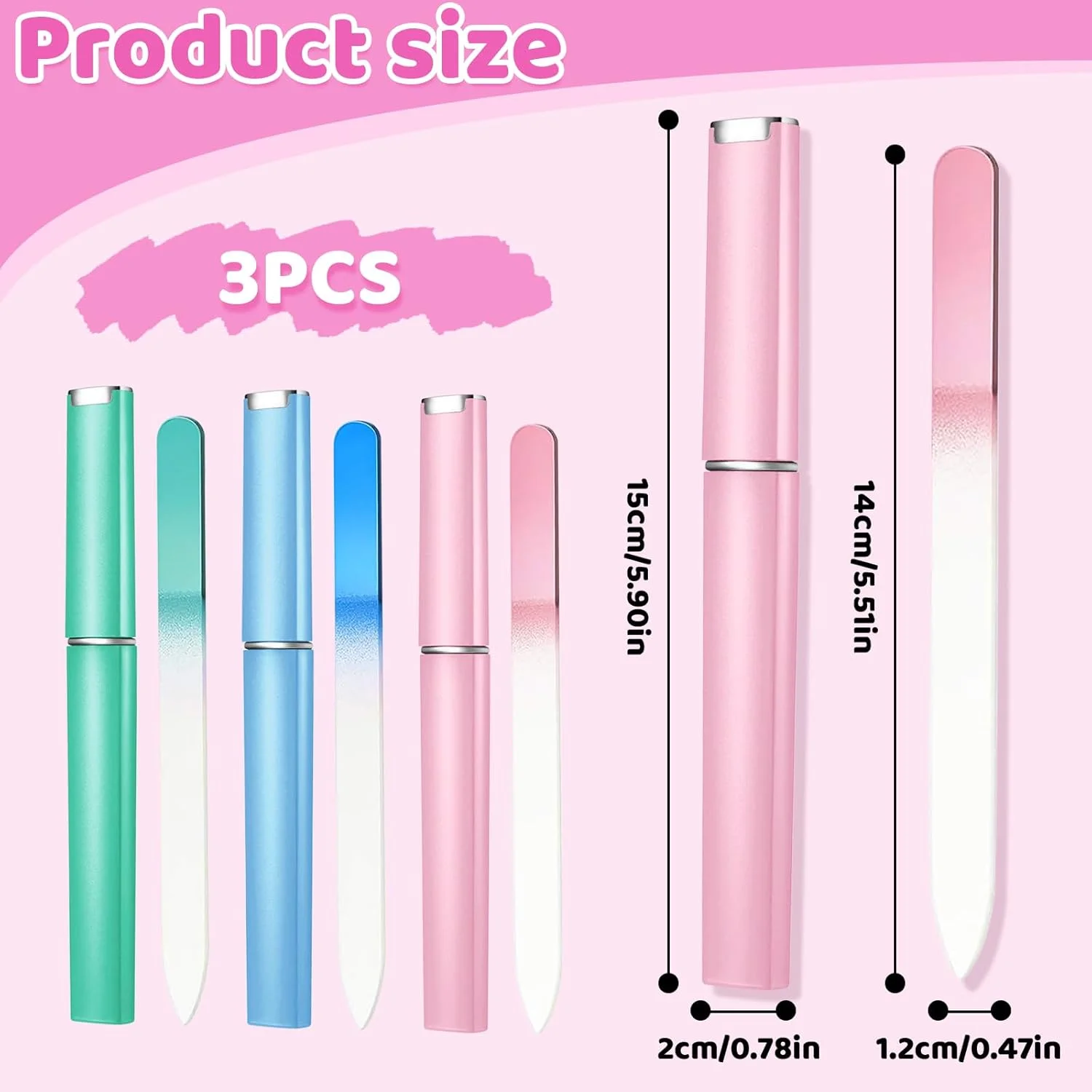 مجموعه ۳ عددی سوهان ناخن حرفه ای Colorich با جعبه، سوهان شیشه ای برای ناخن، سوهان ناخن شیشه ای برای ناخن های طبیعی، سوهان های دو طرفه، سوهان ناخن قابل شستشو برای ناخن ها، آرایشگاه، طراحی ناخن DIY، حیوانات خانگی