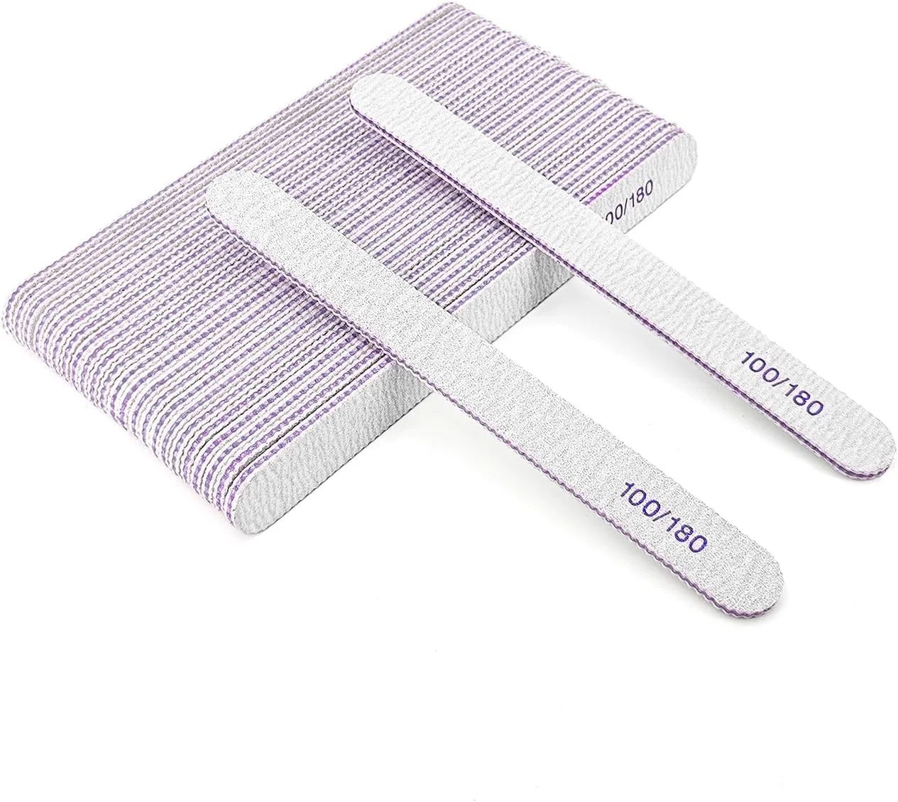 بسته 25 عددی سوهان ناخن، سوهان ناخن حرفه ای، دو طرفه، درجه زبری 100/180، برای انواع ناخن های ژلی مناسب برای سالن های آرایشی و منزل