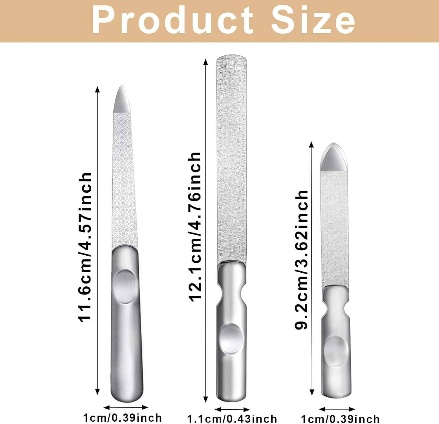 سوهان ناخن فلزی با کیف چرمی، سوهان ناخن حرفه ای استیل ضد زنگ دو طرفه با دانه بندی زبر و نرم