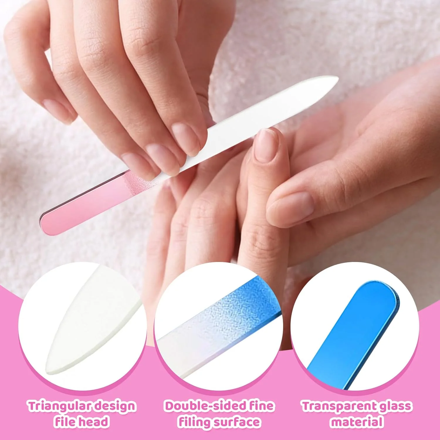 مجموعه ۳ عددی سوهان ناخن حرفه ای Colorich با جعبه، سوهان شیشه ای برای ناخن، سوهان ناخن شیشه ای برای ناخن های طبیعی، سوهان های دو طرفه، سوهان ناخن قابل شستشو برای ناخن ها، آرایشگاه، طراحی ناخن DIY، حیوانات خانگی