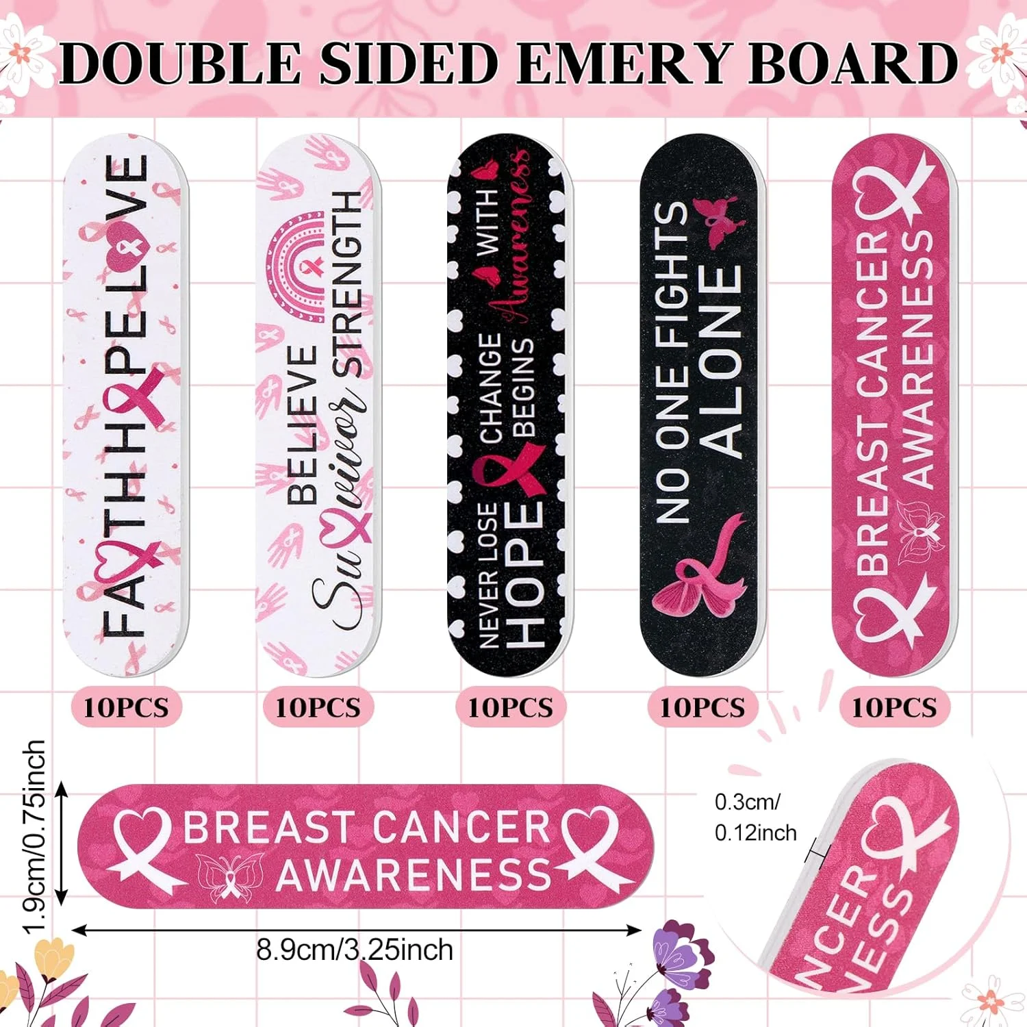 ۵۰ عدد سوهان ناخن با طرح آگاهیرسانی سرطان سینه، سوهان سمبادهای عمده، روبان صورتی، ابزار مانیکور برای زنان و دختران، هدیه مهمانی آگاهیرسانی سرطان سینه، فعالیتهای رفاه عمومی ۵۰ عدد سوهان ناخن با طرح آگاهیرسانی سرطان سینه، سوهان سمبادهای عمده، روبان صورتی، ابزار مانیکور برای زنان و دختران، هدیه مهمانی آگاهیرسانی سرطان سینه، فعالیتهای رفاه عمومی