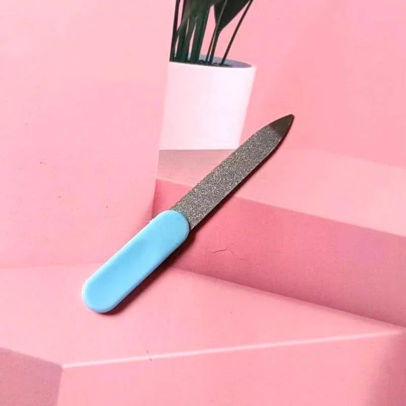 ست سوهان ناخن استیل دو طرفه 1 عددی | ابزار پولیش مانیکور - سندبلاست شده، رنگ های متنوع، بدون بو و قابل استفاده مجدد، آبی