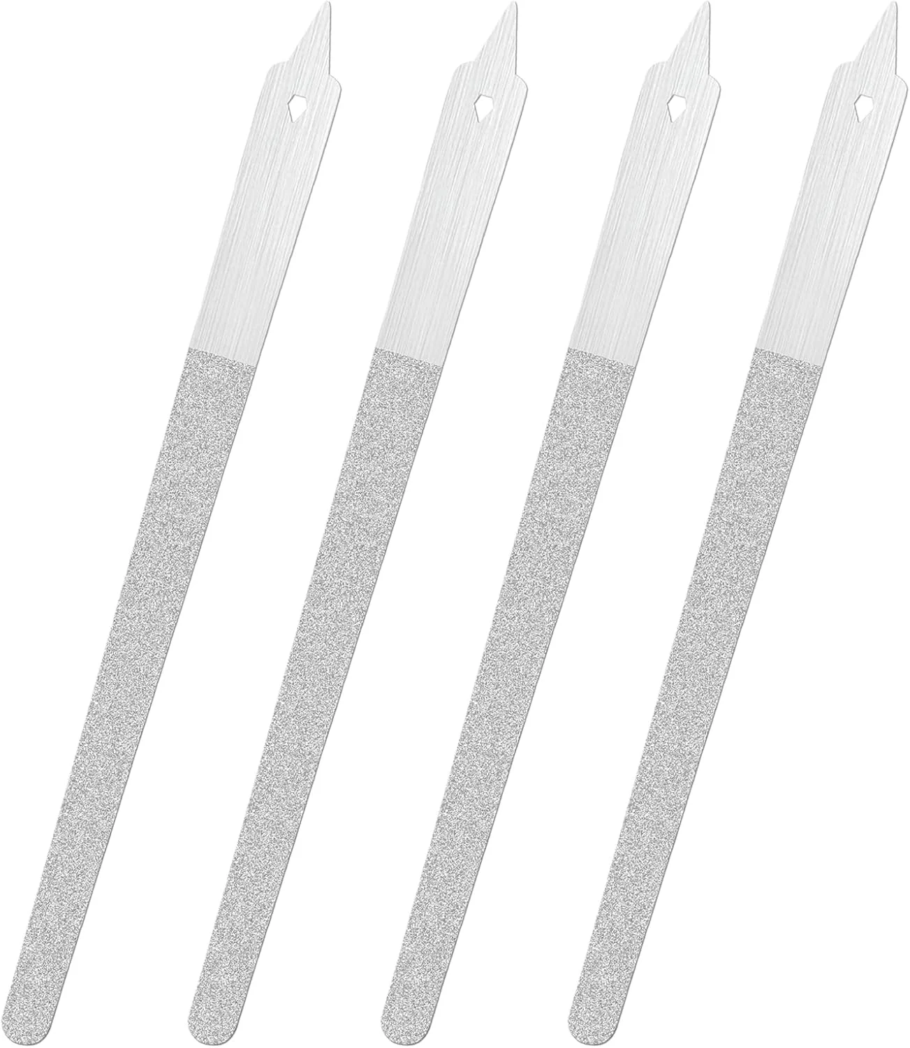 ۴ عدد سوهان ناخن الماسه دو طرفه، سوهان ناخن استیل ضد زنگ با نوک تیز، سوهان فلزی ناخن برای ناخن های طبیعی، ابزار مانیکور پدیکور ناخن پا برای سالن و منزل