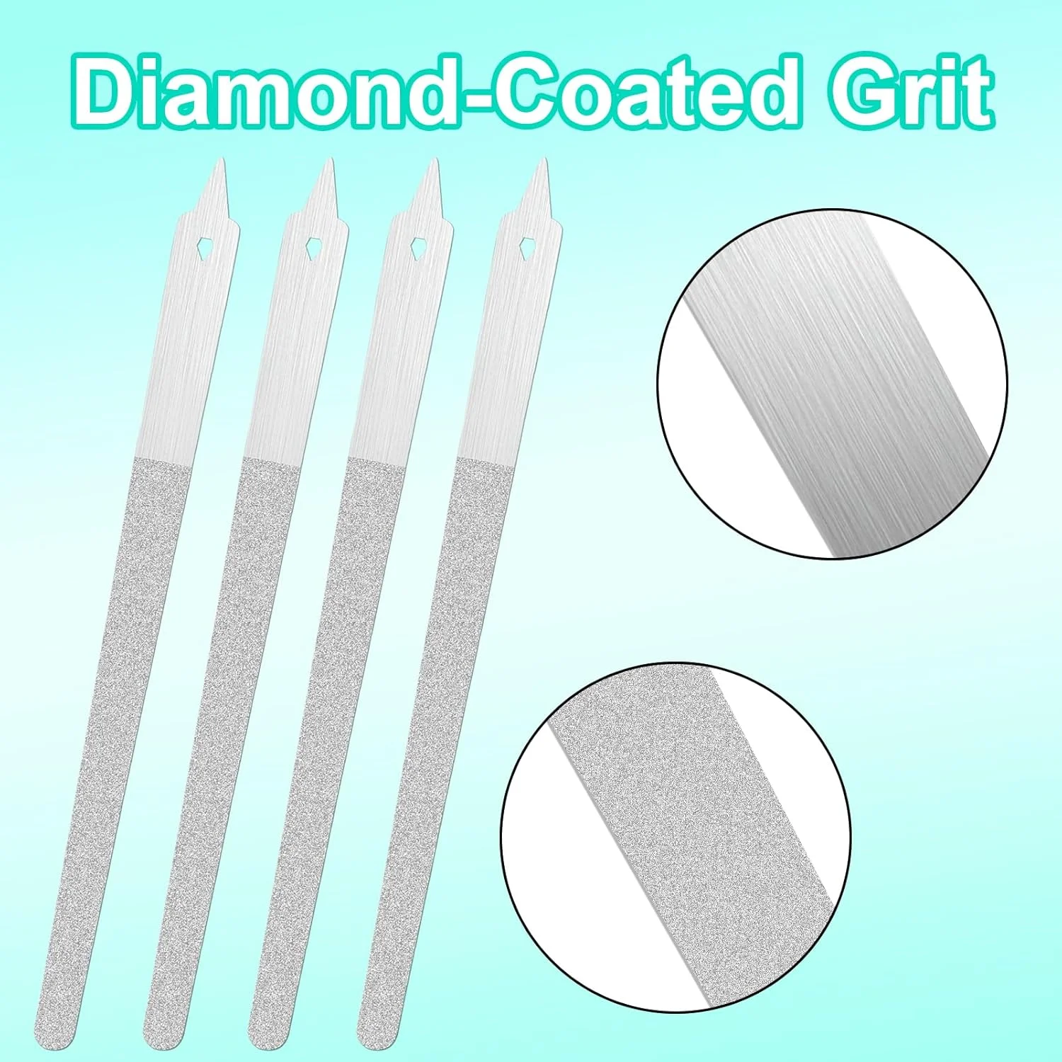 ست 4 عددی سوهان ناخن الماسه دو طرفه، سوهان ناخن استیل ضد زنگ با نوک تیز، مناسب برای ناخن های طبیعی، مانیکور، پدیکور، ابزار سالن و منزل
