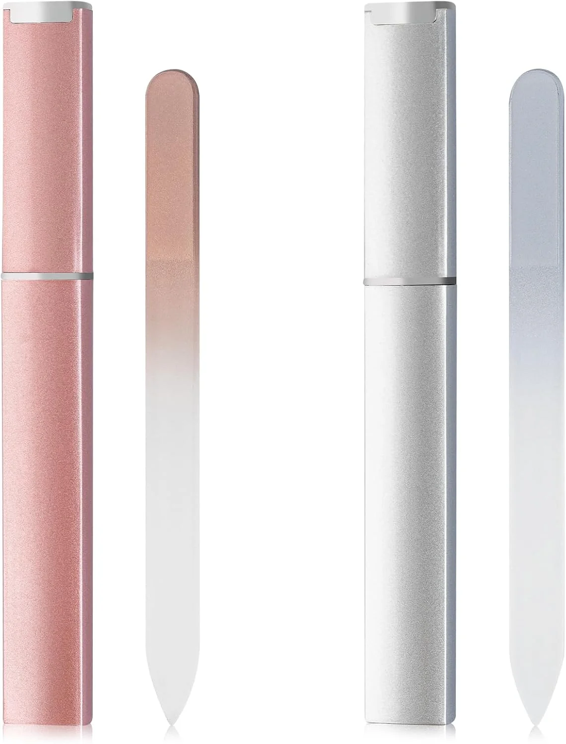 دو عدد سوهان ناخن شیشه ای با футляр، سوهان ناخن کریستالی دو طرفه، ابزار حرفه ای سوهان زدن مانیکور/پدیکور برای حالت دادن و طراحی ناخن های طبیعی و مصنوعی