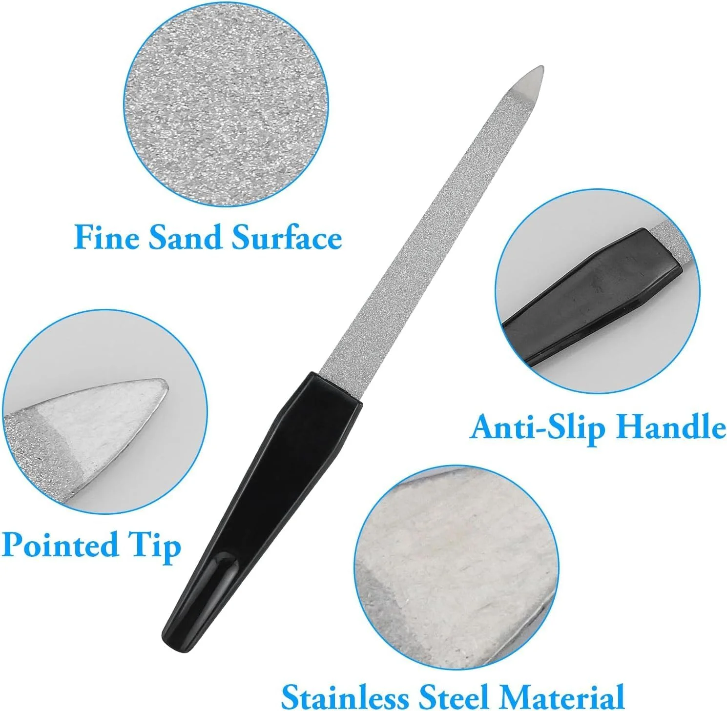 ست ۴ عددی سوهان ناخن فلزی، سوهان ناخن چند منظوره حرفه ای، سوهان ناخن برای ناخن های طبیعی، مناسب برای منزل و سالن زیبایی (سفید، مشکی)