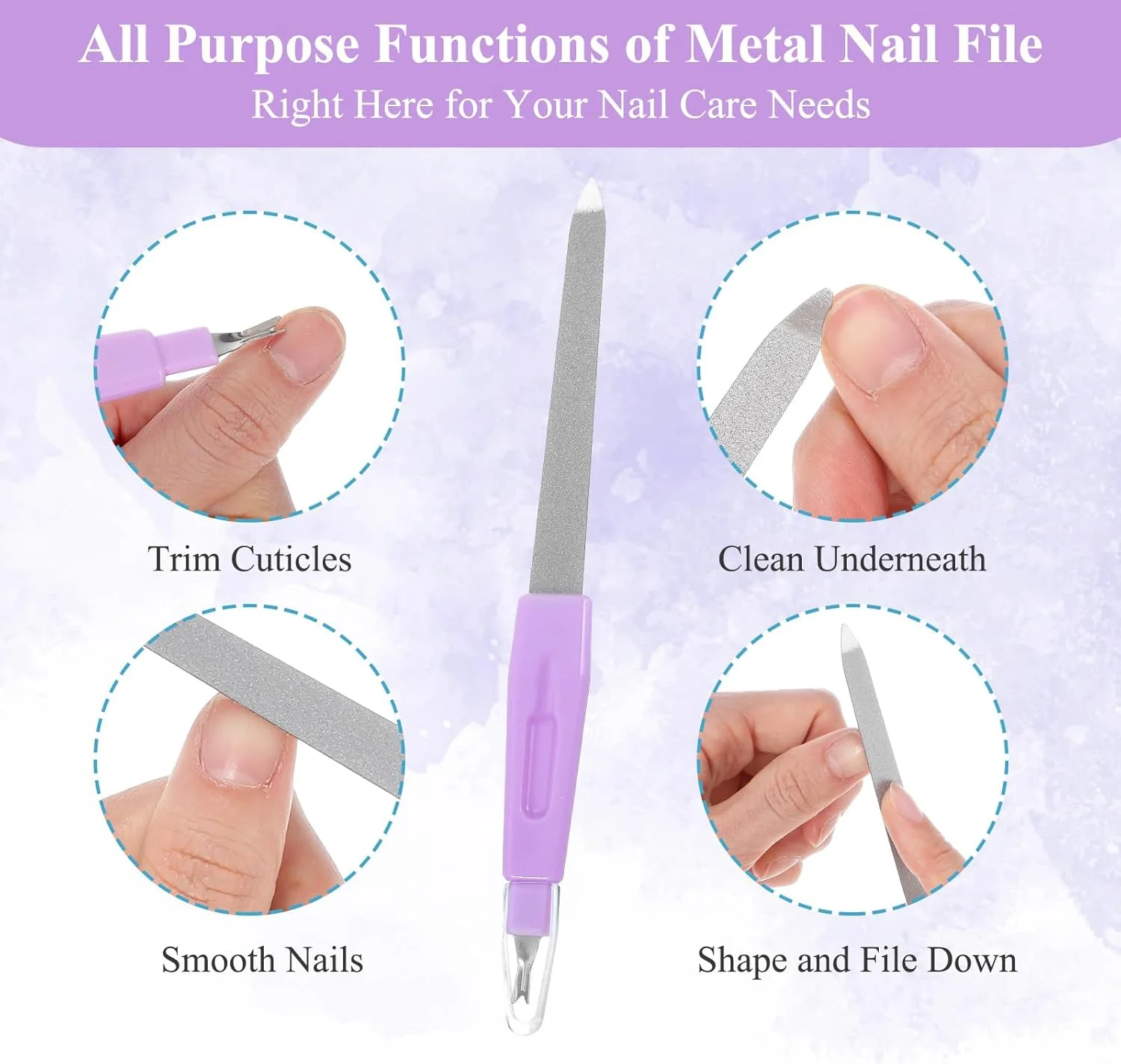 ست ۱۲ عددی سوهان ناخن فلزی، دسته ضد لغزش طرح شمشیر، سوهان ناخن دو طرفه استیل ضد زنگ با نوک تیز یاقوت کبود