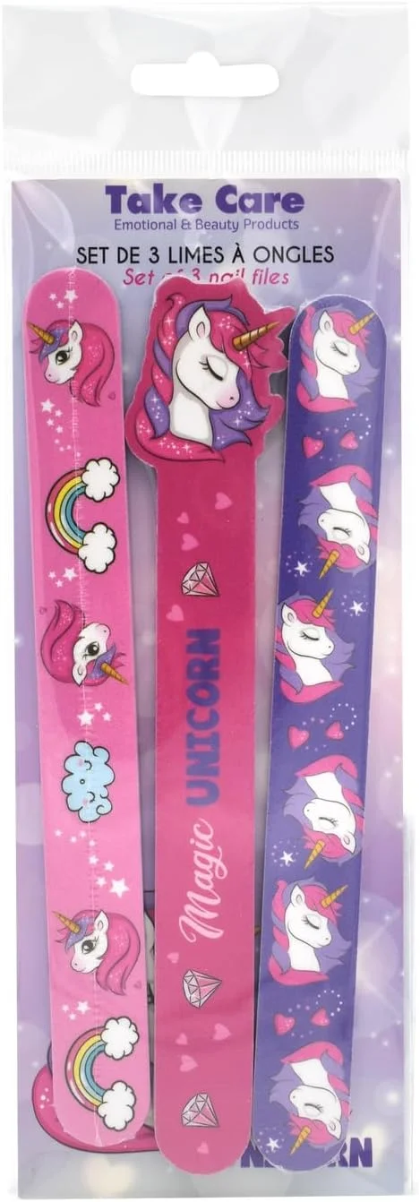 ست سوهان ناخن تک شاخ، 3 عددی - سوهان ناخن کارتونی رنگارنگ برای کودکان و بزرگسالان - دانه نرم، بادوام، جمع و جور برای ناخن های مرتب در حرکت