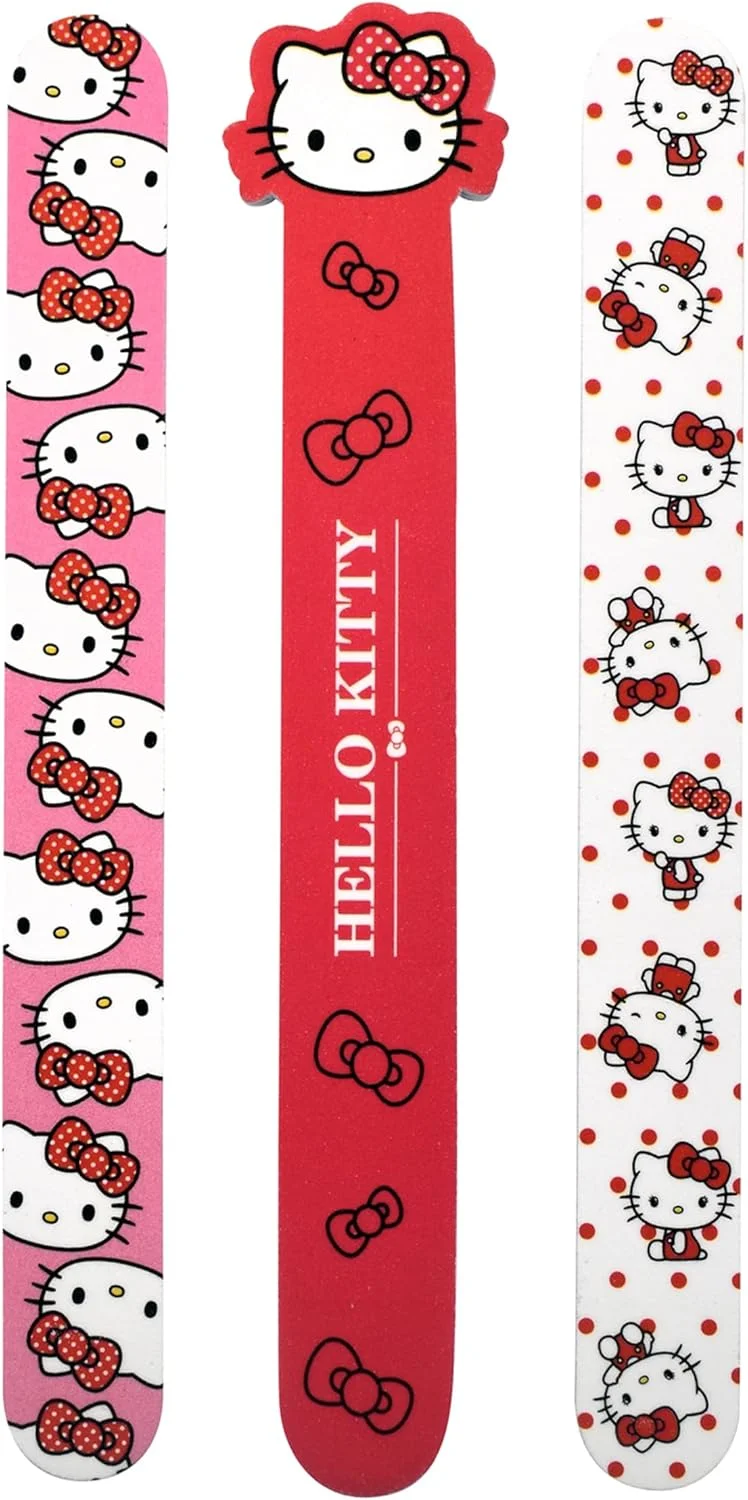 ست سوهان ناخن 3 عددی با طرح هلو کیتی - سوهان ناخن کارتونی برای کودکان و بزرگسالان - کیفیت بالا، بادوام، طرح های زیبا، ایده آل برای ناخن های مرتب