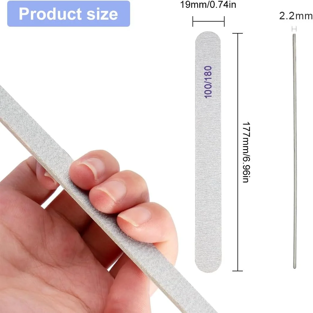 20 عدد سوهان ناخن حرفه ای دو طرفه، سمباده 100/180 قابل شستشو
