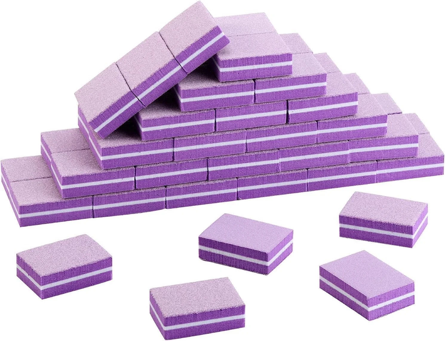 بافر ناخن 50 عددی برای اکریلیک، بلوک های مینی بافر سمباده 100/180، بافر ناخن طبیعی، ست بلوک های سوهان مانیکور حرفه ای، بنفش