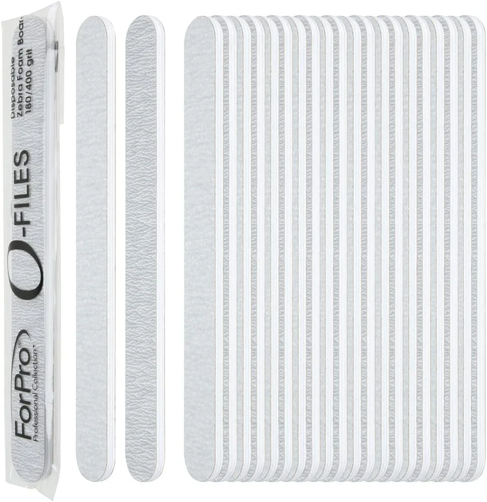 تخته سوهان فوم حرفه ای فورپرو، سوهان ناخن دو طرفه مانیکور، درجه زبری 180/400، بسته بندی تکی، 15.24 سانتی متر طول × 1.9 سانتی متر عرض، گورخری، 100 عدد