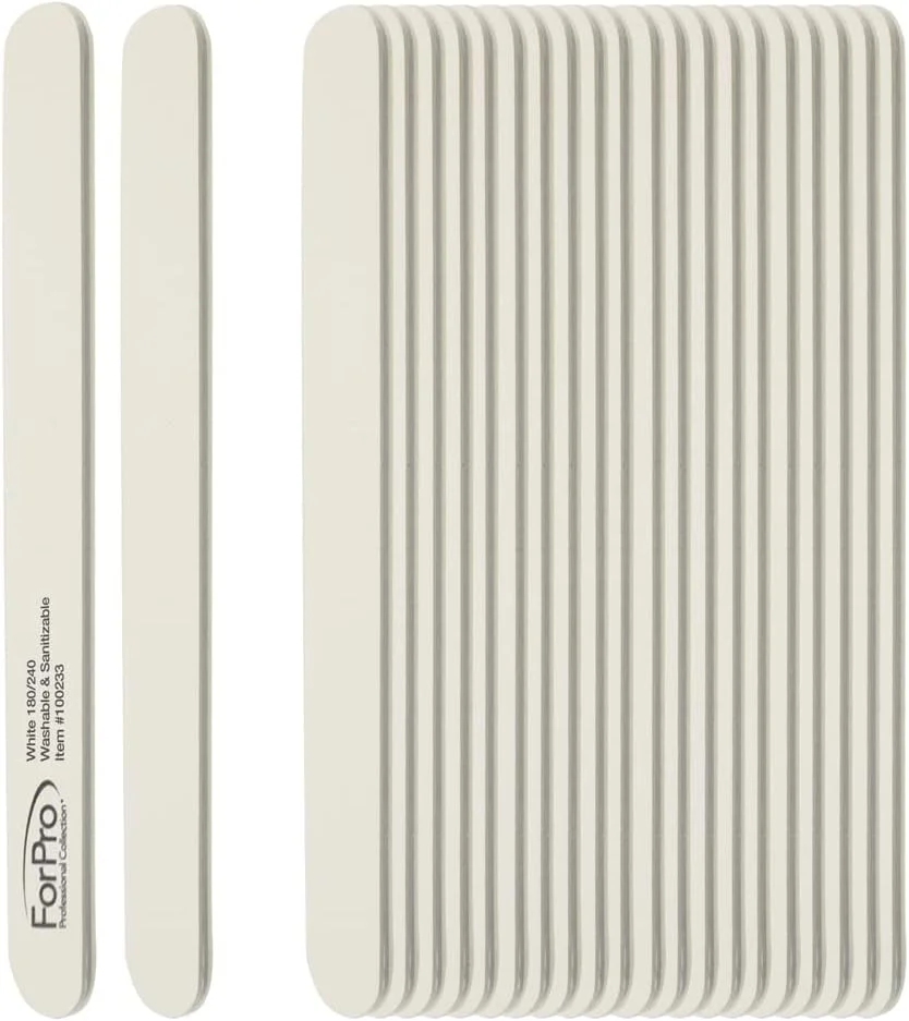تخته سوهان فومی سفید فورپرو، درجه زبری ۱۸۰/۲۴۰، سوهان ناخن مایلار مناسب مانیکور و پدیکور، طول ۱۷.۷۸ سانتی متر، عرض ۱.۹ سانتی متر، بسته ۵۰ عددی تخته سوهان فومی سفید فورپرو، درجه زبری ۱۸۰/۲۴۰، سوهان ناخن مایلار مناسب مانیکور و پدیکور، طول ۱۷.۷۸ سانتی متر، عرض ۱.۹ سانتی متر، بسته ۵۰ عددی