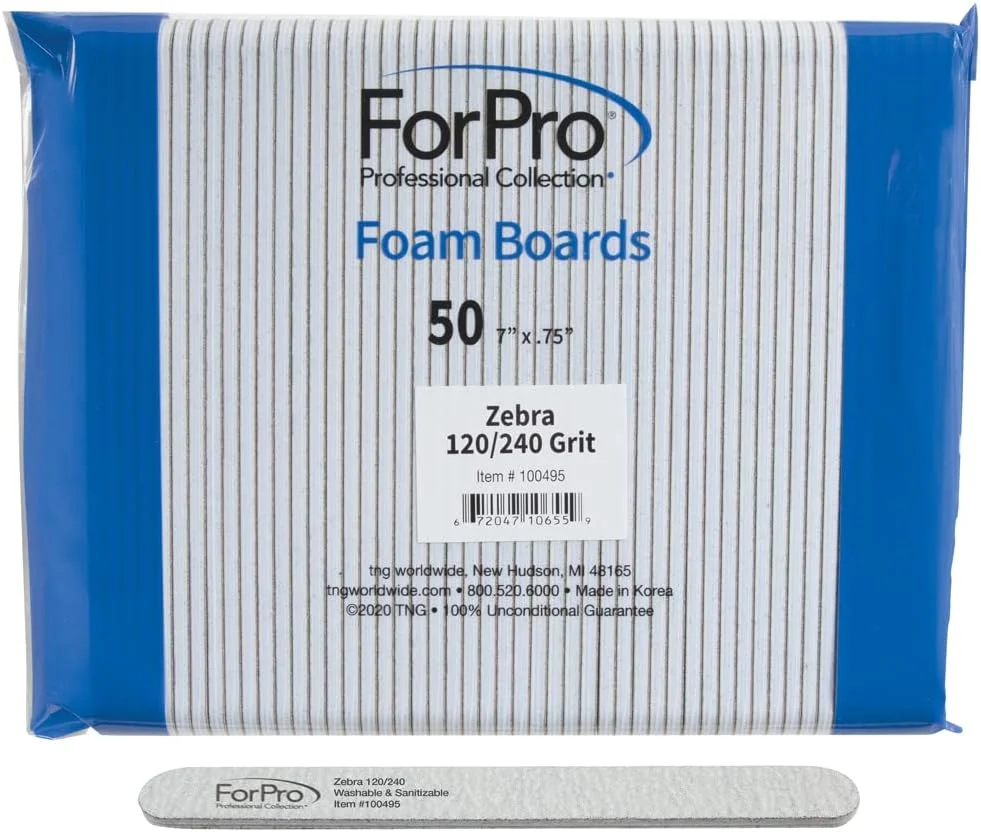 سوهان ناخن دو طرفه زبرا فورپرو، درجه زبری 120/240، مناسب مانیکور، طول 18 سانتی متر، بسته 50 عددی