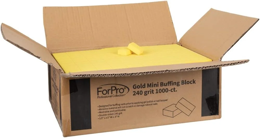 بلاک پولیش مینی مجموعه حرفه ای ForPro، طلایی، درجه زبری 240/240، بافر ناخن دو طرفه، 1.5 طول x 1 عرض x 0.5 ارتفاع اینچ، 1000 عدد