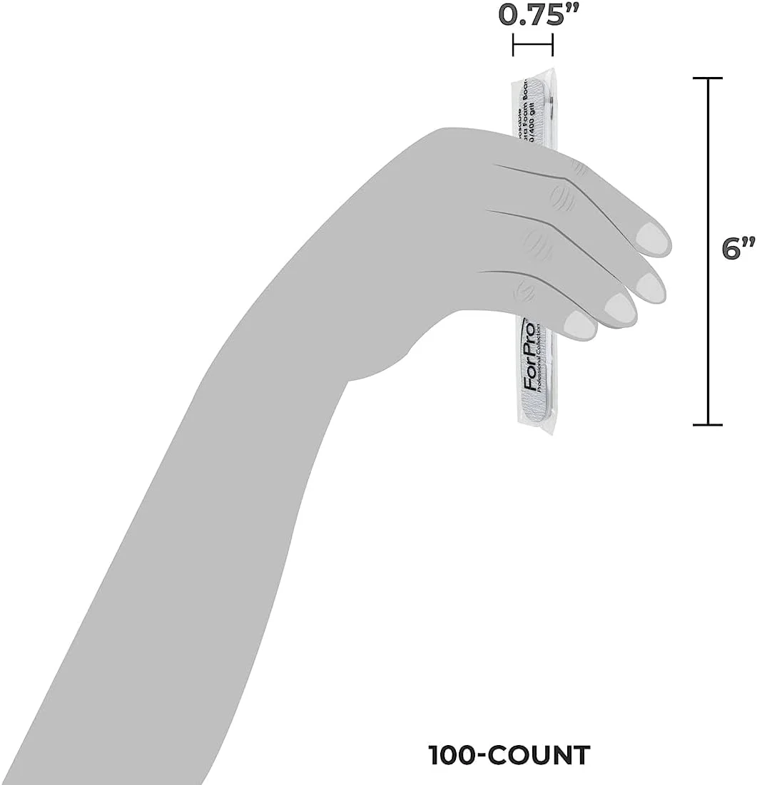 تخته سوهان فوم حرفه ای فورپرو، سوهان ناخن دو طرفه مانیکور، درجه زبری 180/400، بسته بندی تکی، 15.24 سانتی متر طول × 1.9 سانتی متر عرض، گورخری، 100 عدد تخته سوهان فوم حرفه ای فورپرو، سوهان ناخن دو طرفه مانیکور، درجه زبری 180/400، بسته بندی تکی، 15.24 سانتی متر طول × 1.9 سانتی متر عرض، گورخری، 100 عدد