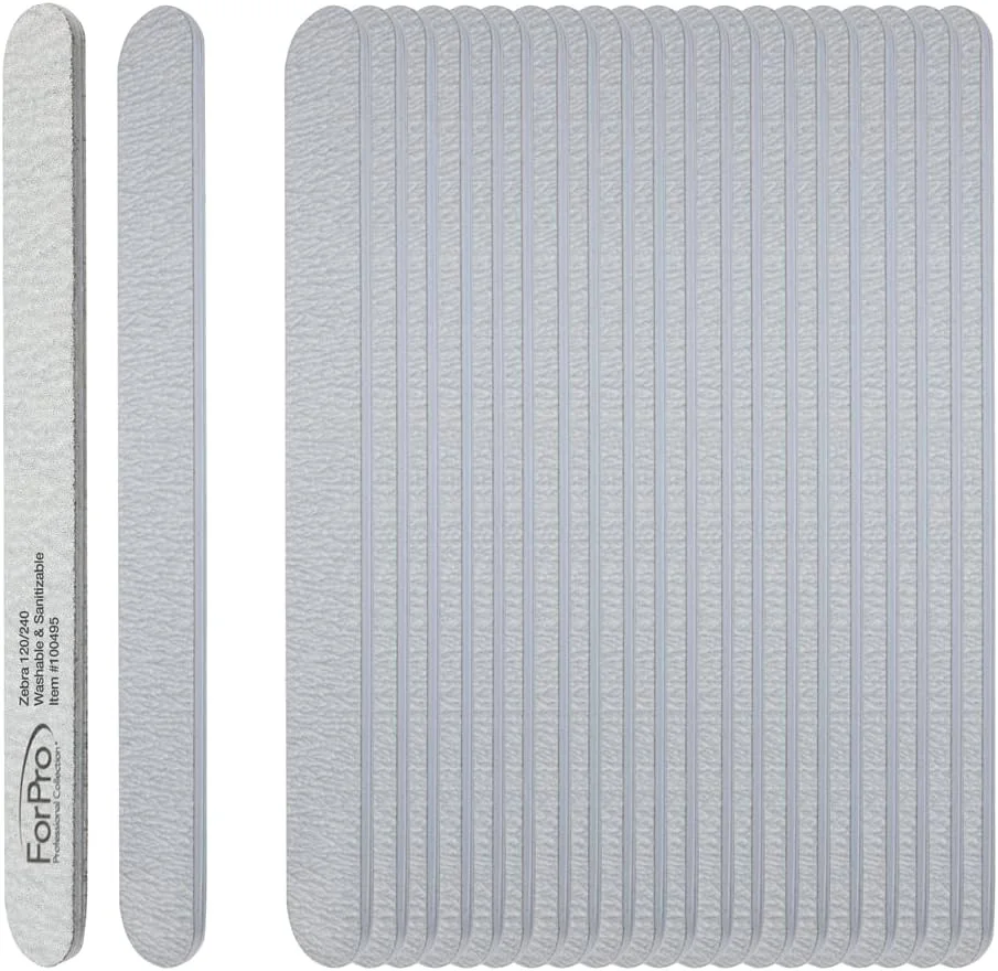 سوهان ناخن دو طرفه زبرا فورپرو، درجه زبری 120/240، مناسب مانیکور، طول 18 سانتی متر، بسته 50 عددی سوهان ناخن دو طرفه زبرا فورپرو، درجه زبری 120/240، مناسب مانیکور، طول 18 سانتی متر، بسته 50 عددی