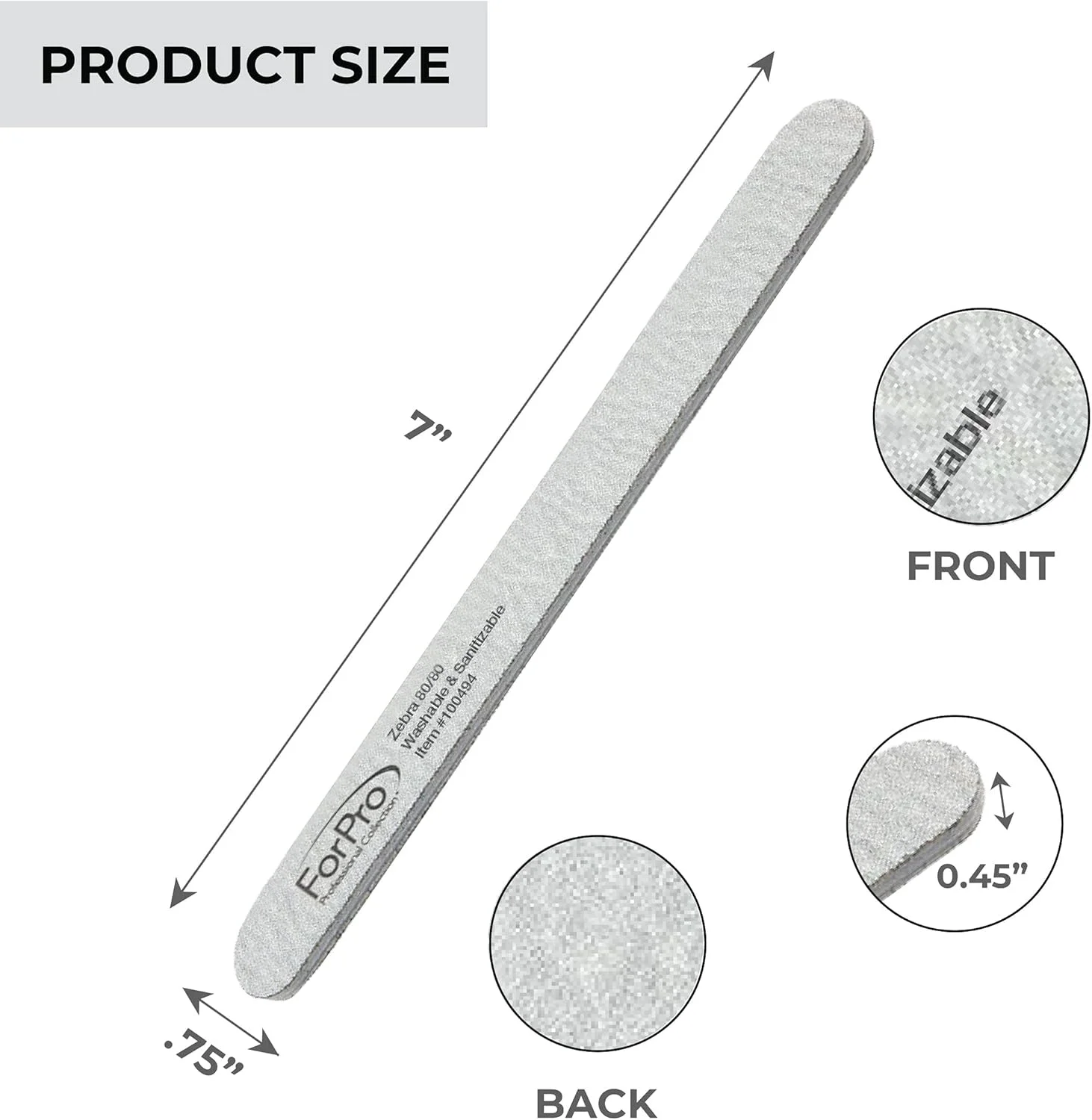 سوهان ناخن دو طرفه زبرا فورپرو، درجه زبری 80/80، مناسب مانیکور، طول 18 سانتی متر، عرض 2 سانتی متر، مشکی، 50 عدد سوهان ناخن دو طرفه زبرا فورپرو، درجه زبری 80/80، مناسب مانیکور، طول 18 سانتی متر، عرض 2 سانتی متر، مشکی، 50 عدد