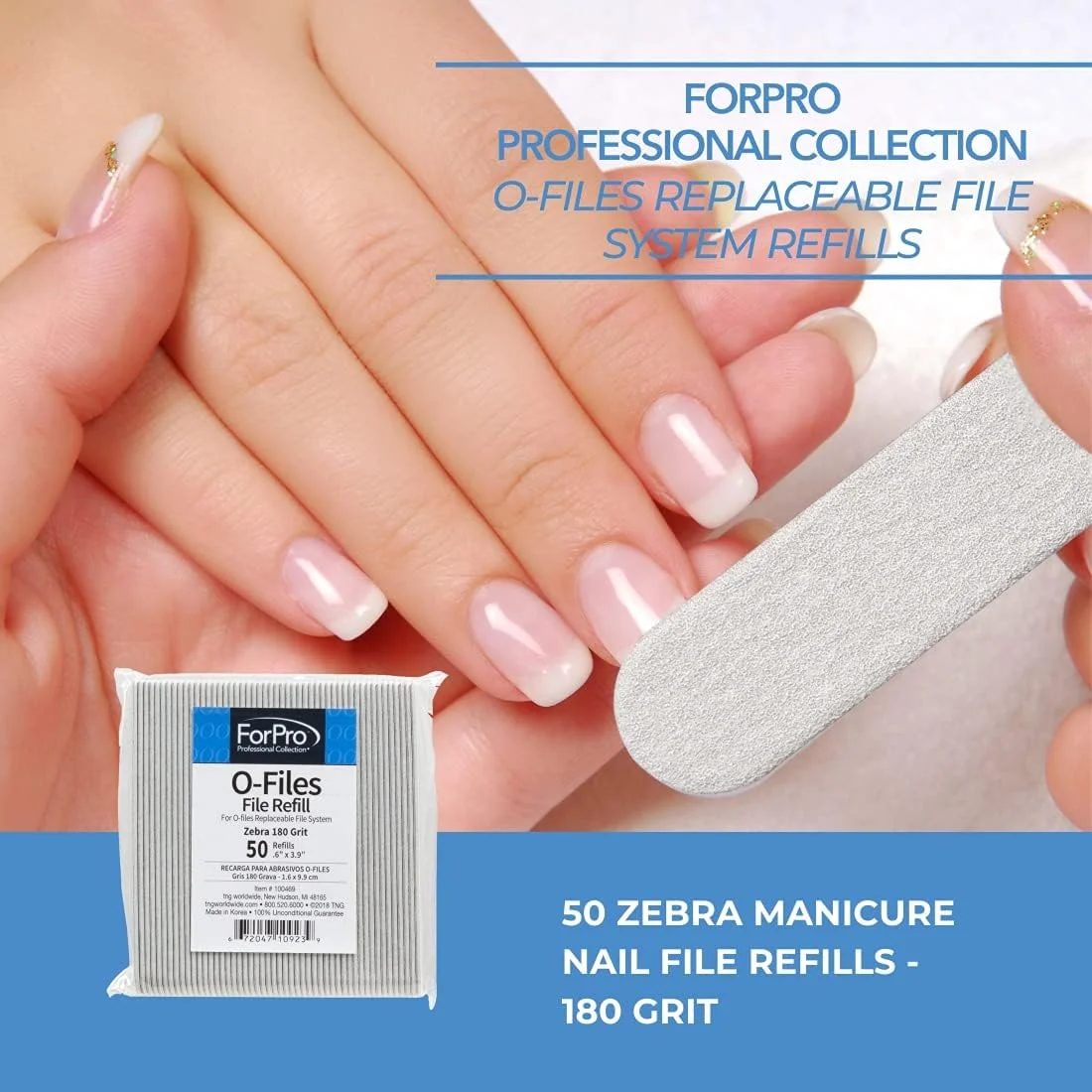 پدهای سمبادهای تعویضی سیستم فایل حرفهای ForPro، زبرا، درجه زبری ۱۸۰، پدهای سمباده ناخن مانیکور، طول ۹.۹ سانتیمتر × عرض ۱.۵ سانتیمتر، بستهی ۵۰ عددی پدهای سمبادهای تعویضی سیستم فایل حرفهای ForPro، زبرا، درجه زبری ۱۸۰، پدهای سمباده ناخن مانیکور، طول ۹.۹ سانتیمتر × عرض ۱.۵ سانتیمتر، بستهی ۵۰ عددی