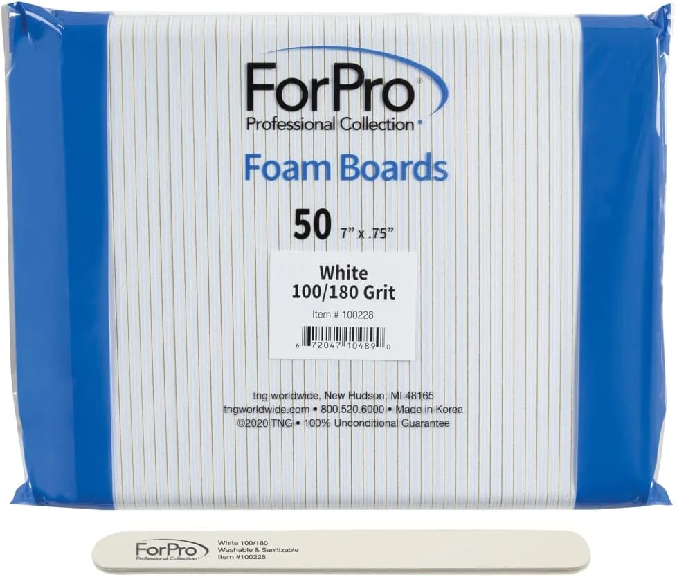 تخته سوهان ناخن فوم حرفه ای فورپرو، سفید، درجه زبری 100/180، سوهان ناخن دو طرفه برای مانیکور و پدیکور، طول 18 سانتی متر، عرض 2 سانتی متر، 50 عدد تخته سوهان ناخن فوم حرفه ای فورپرو، سفید، درجه زبری 100/180، سوهان ناخن دو طرفه برای مانیکور و پدیکور، طول 18 سانتی متر، عرض 2 سانتی متر، 50 عدد