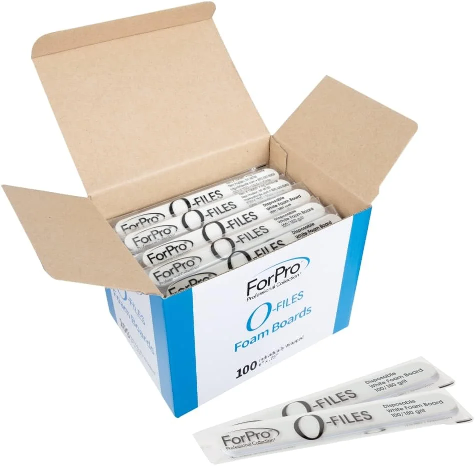 سوهان ناخن دو طرفه حرفه ای ForPro، درجه زبری 100/180، بسته بندی تکی، 15 سانتی متر طول، سفید، 100 عدد سوهان ناخن دو طرفه حرفه ای ForPro، درجه زبری 100/180، بسته بندی تکی، 15 سانتی متر طول، سفید، 100 عدد