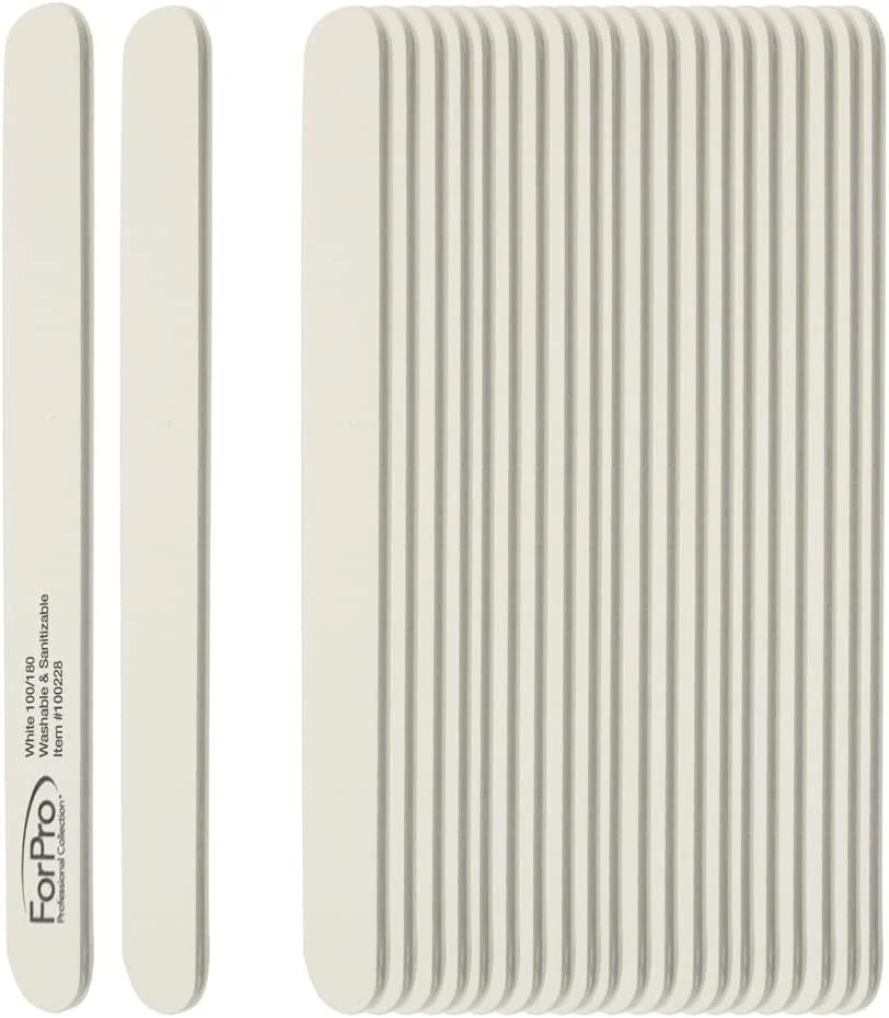 تخته سوهان ناخن فوم حرفه ای فورپرو، سفید، درجه زبری 100/180، سوهان ناخن دو طرفه برای مانیکور و پدیکور، طول 18 سانتی متر، عرض 2 سانتی متر، 50 عدد تخته سوهان ناخن فوم حرفه ای فورپرو، سفید، درجه زبری 100/180، سوهان ناخن دو طرفه برای مانیکور و پدیکور، طول 18 سانتی متر، عرض 2 سانتی متر، 50 عدد