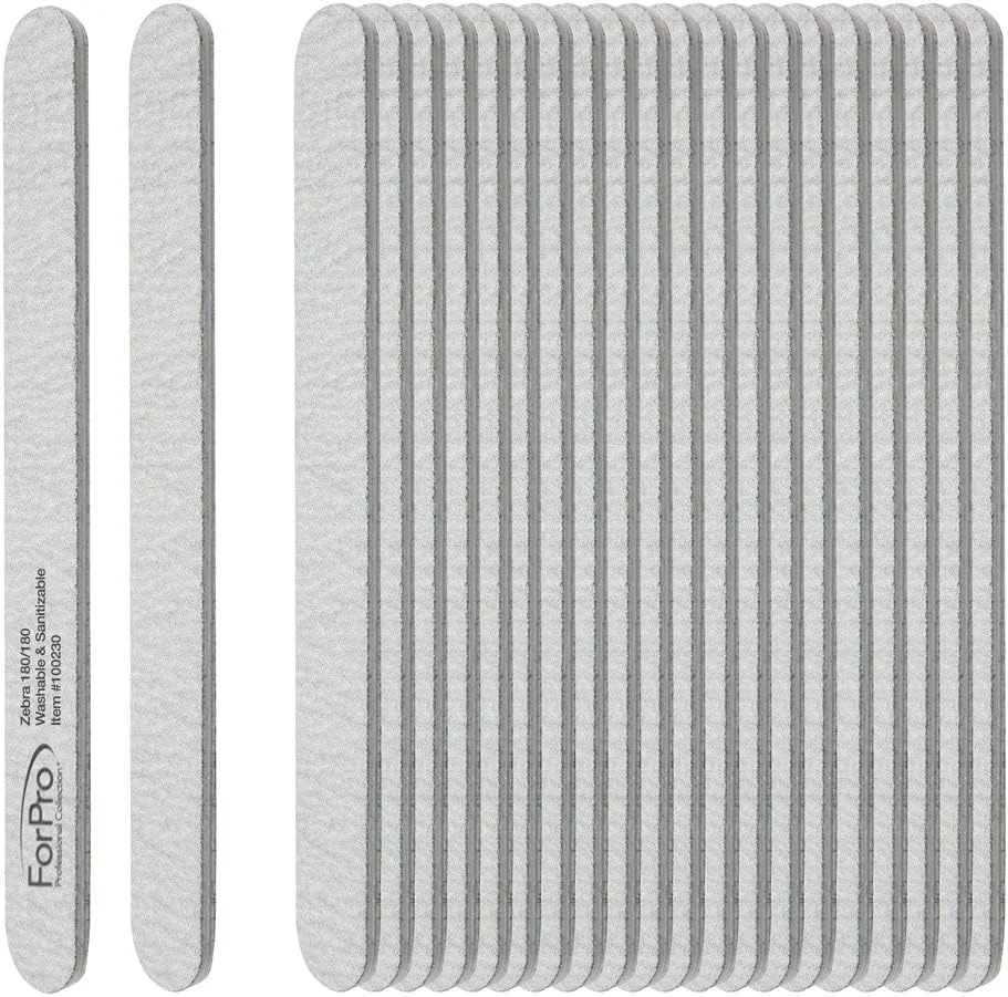 تخته سوهان فوم زبرا حرفه ای فورپرو، درجه زبری 180/180، سوهان ناخن دو طرفه مانیکور، 7 اینچ طول و 0.75 اینچ عرض، 50 عدد تخته سوهان فوم زبرا حرفه ای فورپرو، درجه زبری 180/180، سوهان ناخن دو طرفه مانیکور، 7 اینچ طول و 0.75 اینچ عرض، 50 عدد