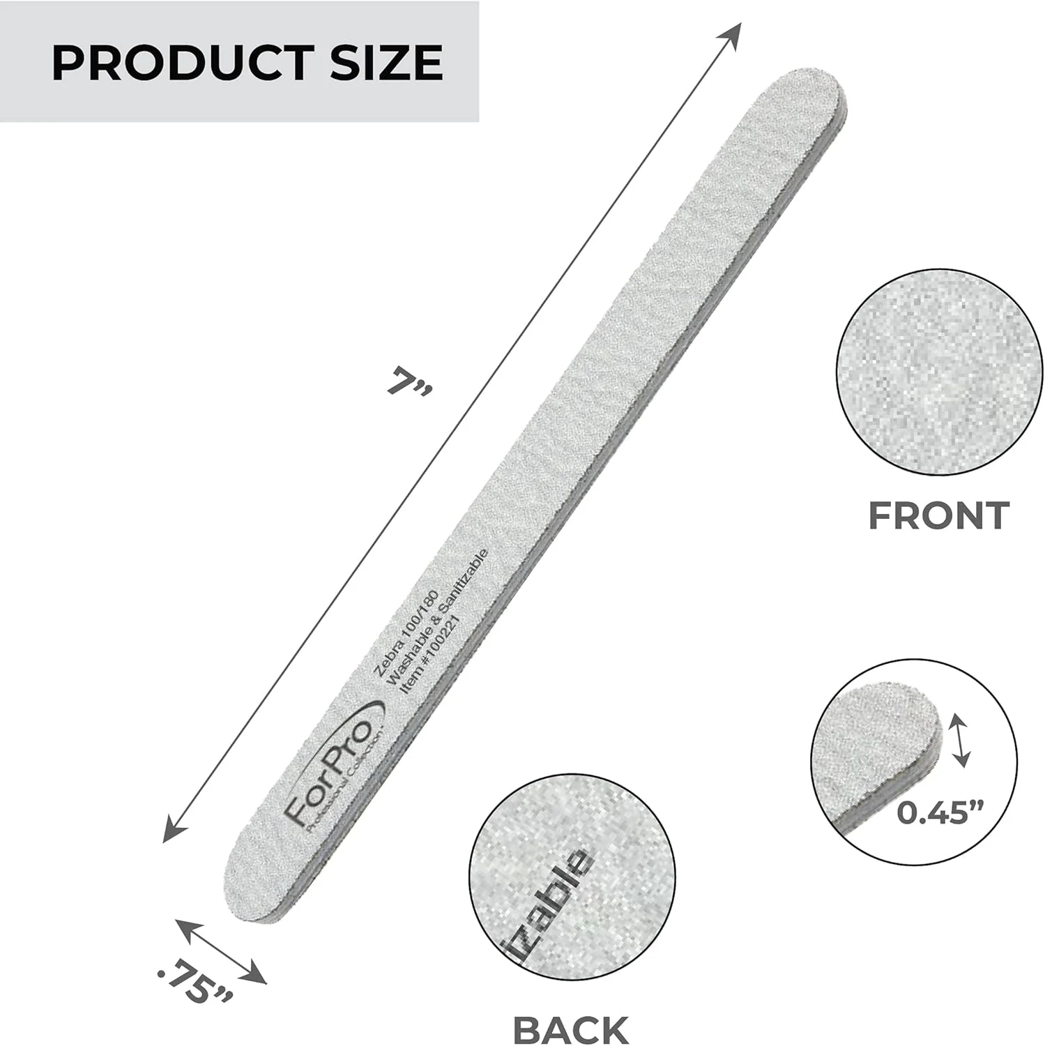 تخته سوهان فوم زبرا حرفه ای فورپرو، درجه زبری 100/180، سوهان ناخن دو طرفه مانیکور، 17.78 سانتی متر طول و 1.9 سانتی متر عرض، 50 عدد تخته سوهان فوم زبرا حرفه ای فورپرو، درجه زبری 100/180، سوهان ناخن دو طرفه مانیکور، 17.78 سانتی متر طول و 1.9 سانتی متر عرض، 50 عدد