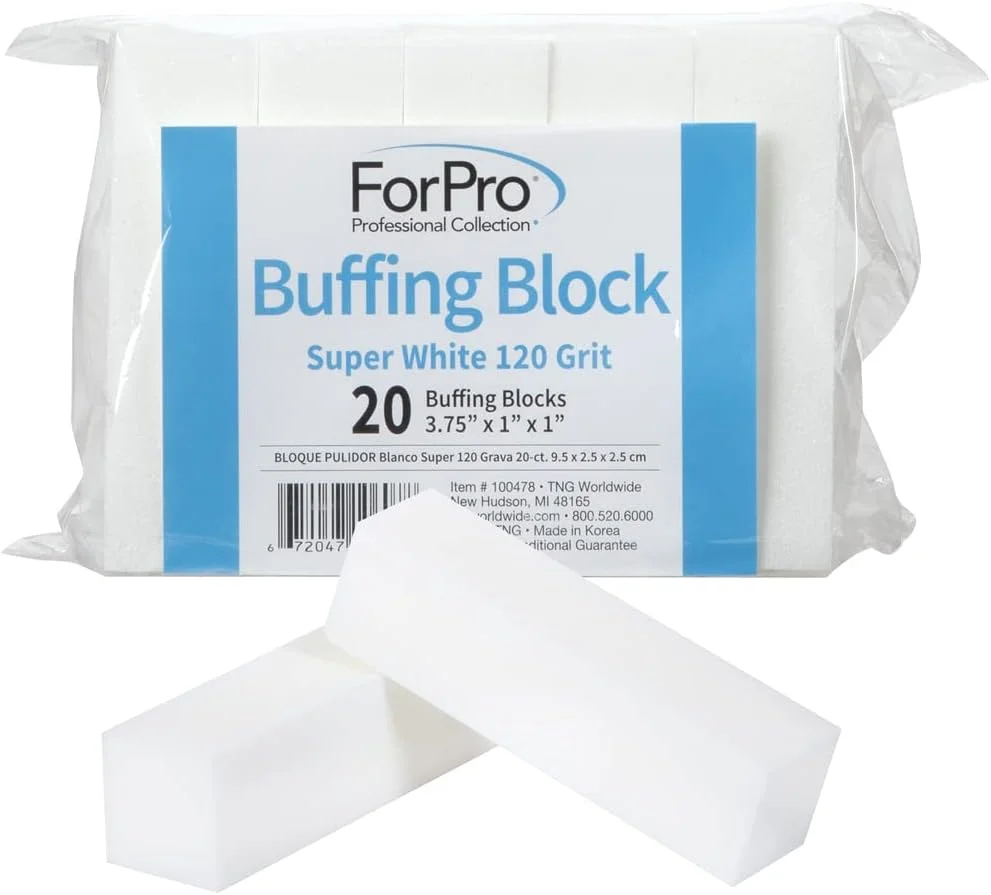 بلاک پولیش فوق العاده سفید فورپرو، درجه زبری 120، بافر ناخن چهار طرفه برای مانیکور و پدیکور، 3.75 اینچ طول x 1 اینچ عرض x 1 اینچ ارتفاع، 20 عدد