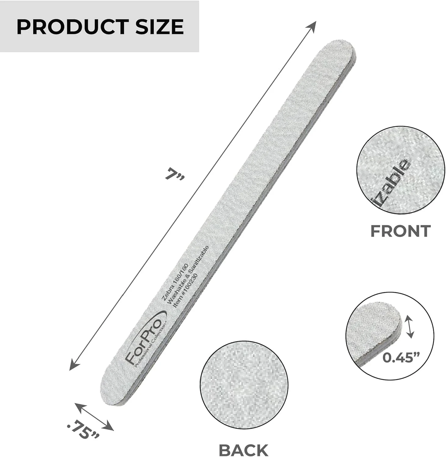 تخته سوهان فوم زبرا حرفه ای فورپرو، درجه زبری 180/180، سوهان ناخن دو طرفه مانیکور، 7 اینچ طول و 0.75 اینچ عرض، 50 عدد تخته سوهان فوم زبرا حرفه ای فورپرو، درجه زبری 180/180، سوهان ناخن دو طرفه مانیکور، 7 اینچ طول و 0.75 اینچ عرض، 50 عدد