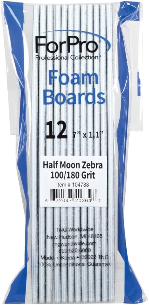 تخته سنباده هلالی فورپرو، طرح گورخری، درجه زبری 100/180، دو طرفه، مناسب مانیکور و پدیکور، طول 18 سانتی متر، عرض 2.8 سانتی متر، بسته 12 عددی تخته سنباده هلالی فورپرو، طرح گورخری، درجه زبری 100/180، دو طرفه، مناسب مانیکور و پدیکور، طول 18 سانتی متر، عرض 2.8 سانتی متر، بسته 12 عددی