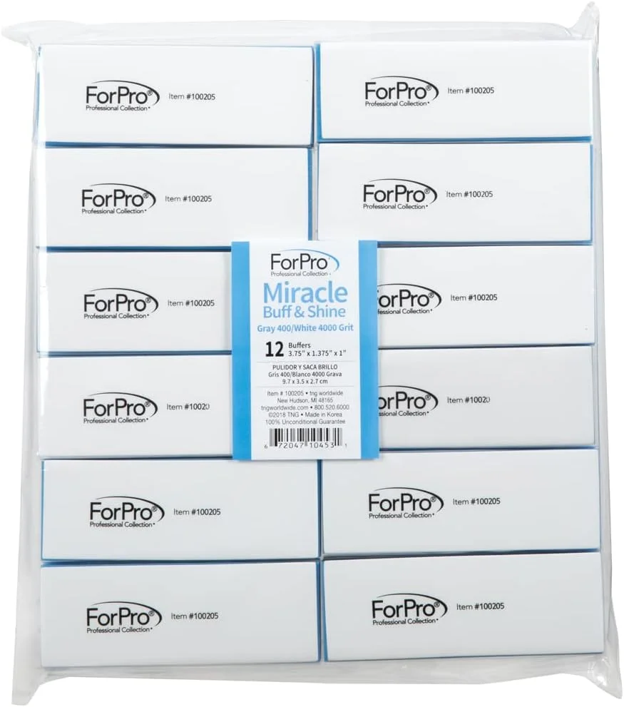 بافر و براق کننده حرفه ای فورپرو کالکشن میراکل - خاکستری 400/سفید 4000 گریت - دوازده (12) عدد بافر دو طرفه مانیکور و پدیکور - 1 اینچ ارتفاع x 1.375 اینچ عرض x 3.75 اینچ طول بافر و براق کننده حرفه ای فورپرو کالکشن میراکل - خاکستری 400/سفید 4000 گریت - دوازده (12) عدد بافر دو طرفه مانیکور و پدیکور - 1 اینچ ارتفاع x 1.375 اینچ عرض x 3.75 اینچ طول