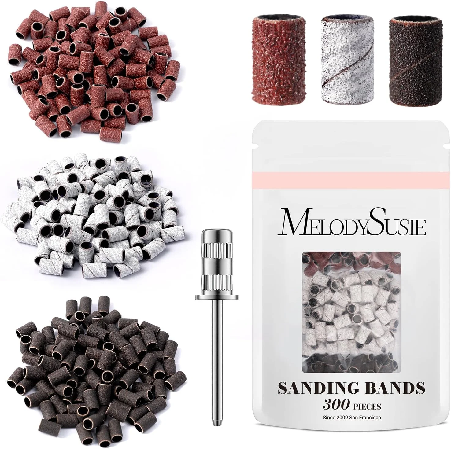مجموعه ۳۰۰ عددی سنباده نواری حرفه ای MelodySusie با میله مخصوص برای دستگاه مانیکور ناخن، شامل دانه بندی ۸۰ زبر، ۱۲۰ متوسط، ۱۸۰ نرم، مناسب برای ناخن های اکریلیک، مانیکور و پدیکور مجموعه ۳۰۰ عددی سنباده نواری حرفه ای MelodySusie با میله مخصوص برای دستگاه مانیکور ناخن، شامل دانه بندی ۸۰ زبر، ۱۲۰ متوسط، ۱۸۰ نرم، مناسب برای ناخن های اکریلیک، مانیکور و پدیکور