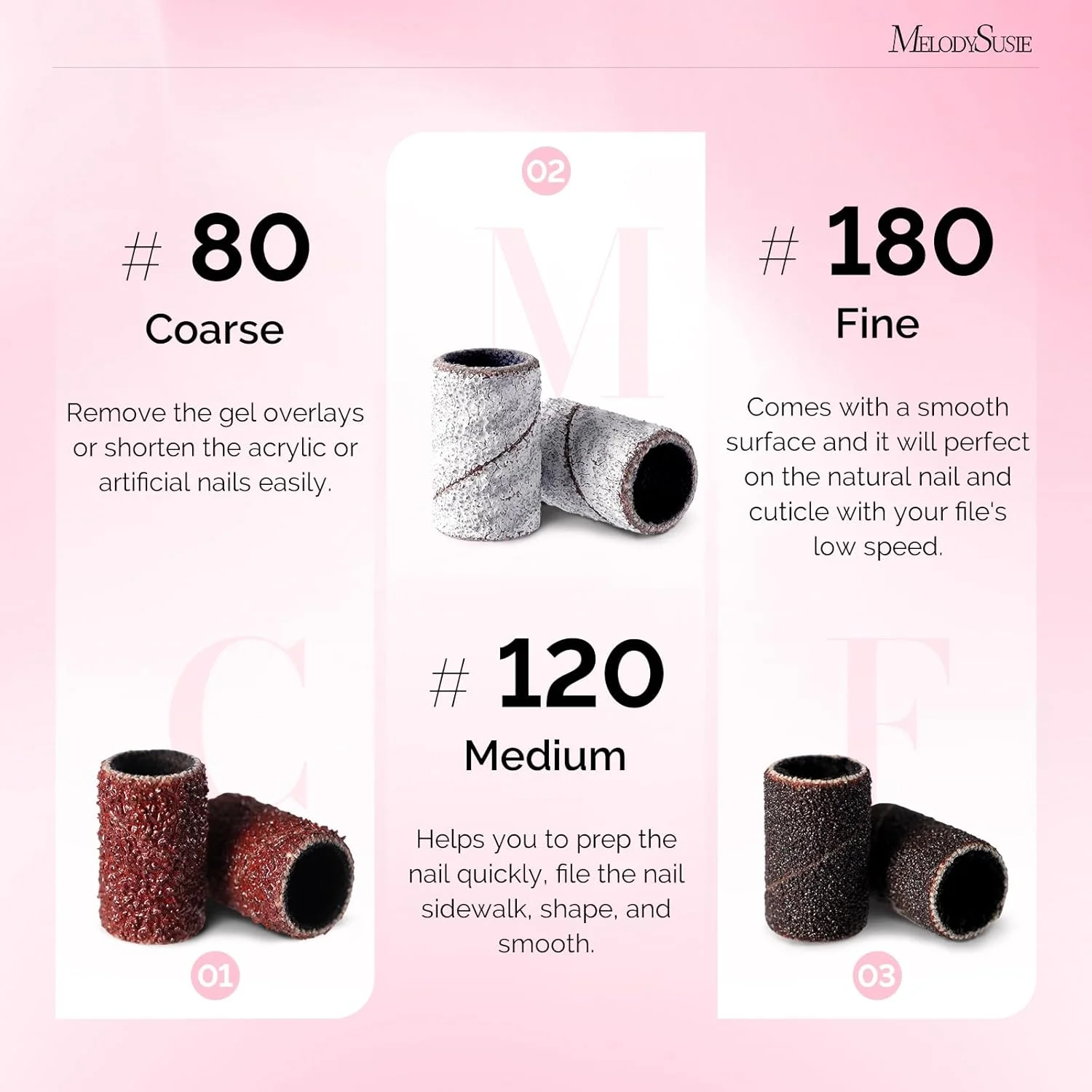 مجموعه ۳۰۰ عددی سنباده نواری حرفه ای MelodySusie با میله مخصوص برای دستگاه مانیکور ناخن، شامل دانه بندی ۸۰ زبر، ۱۲۰ متوسط، ۱۸۰ نرم، مناسب برای ناخن های اکریلیک، مانیکور و پدیکور مجموعه ۳۰۰ عددی سنباده نواری حرفه ای MelodySusie با میله مخصوص برای دستگاه مانیکور ناخن، شامل دانه بندی ۸۰ زبر، ۱۲۰ متوسط، ۱۸۰ نرم، مناسب برای ناخن های اکریلیک، مانیکور و پدیکور