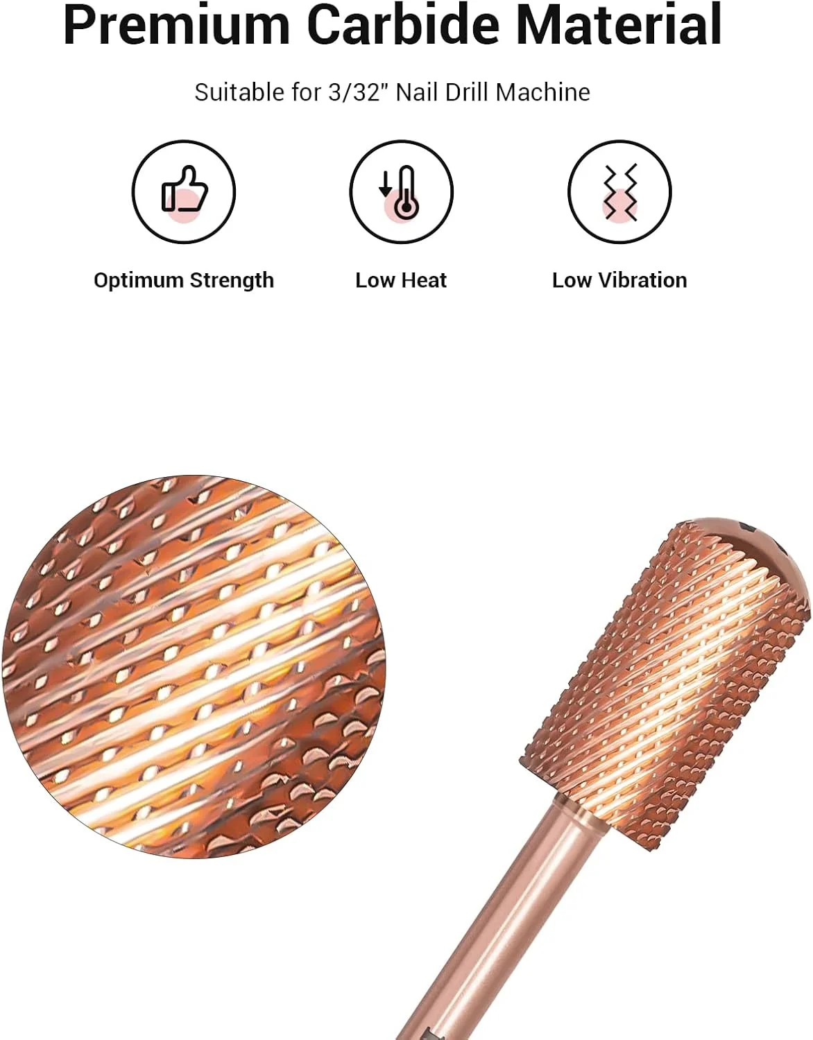 سوهان برقی ناخن ایمن MelodySusie، سر گرد صاف بزرگ کاربید 3/32 اینچی، مناسب برای مانیکور پدیکور پولیش ژل کوتیکول، مناسب برای مبتدیان، رزگلد، سری Bit-S، متوسط سوهان برقی ناخن ایمن MelodySusie، سر گرد صاف بزرگ کاربید 3/32 اینچی، مناسب برای مانیکور پدیکور پولیش ژل کوتیکول، مناسب برای مبتدیان، رزگلد، سری Bit-S، متوسط