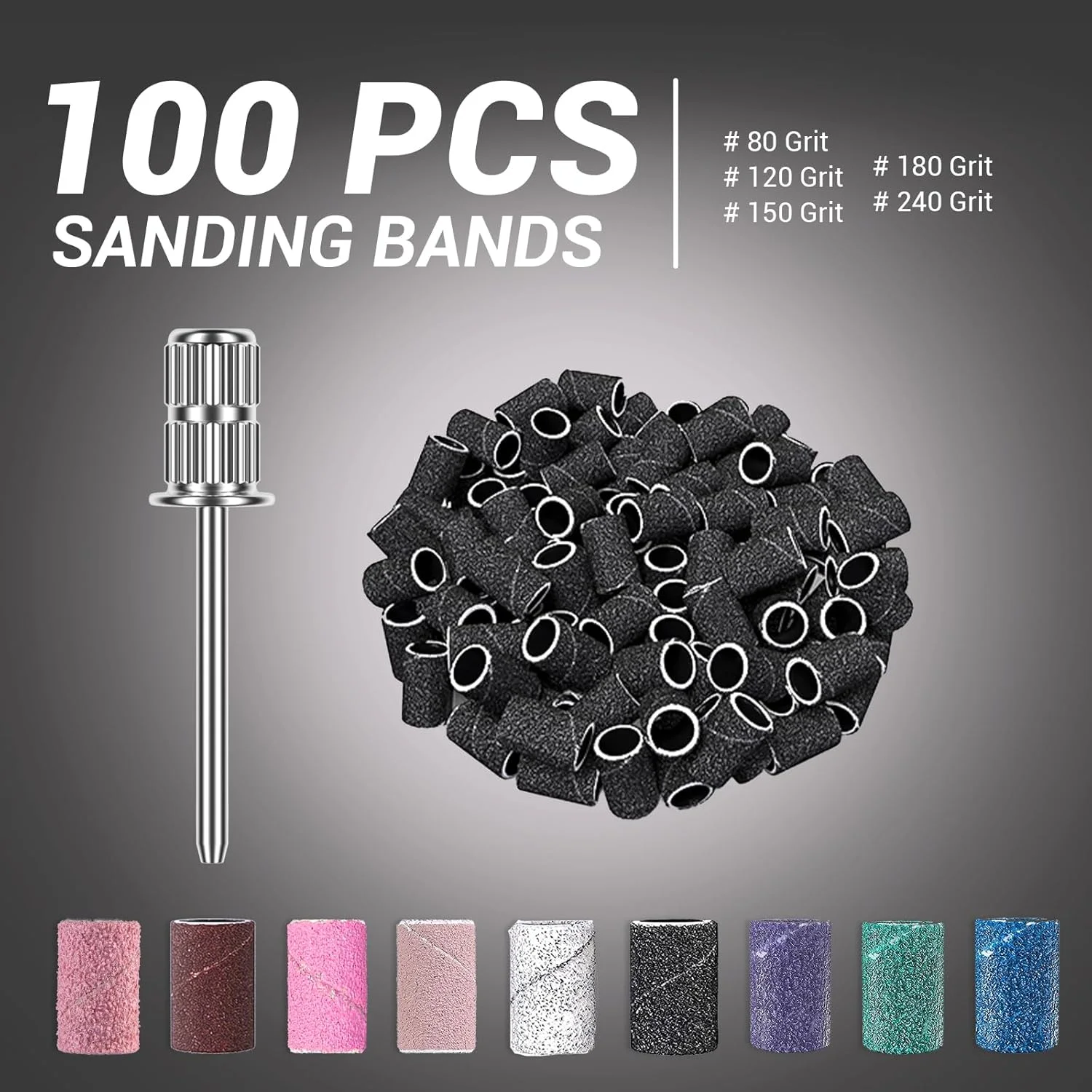 MelodySusie ۱۰۰ عدد نوار سمباده حرفه ای مانیکور ناخن درجه زبری ۲۴۰ به همراه میله