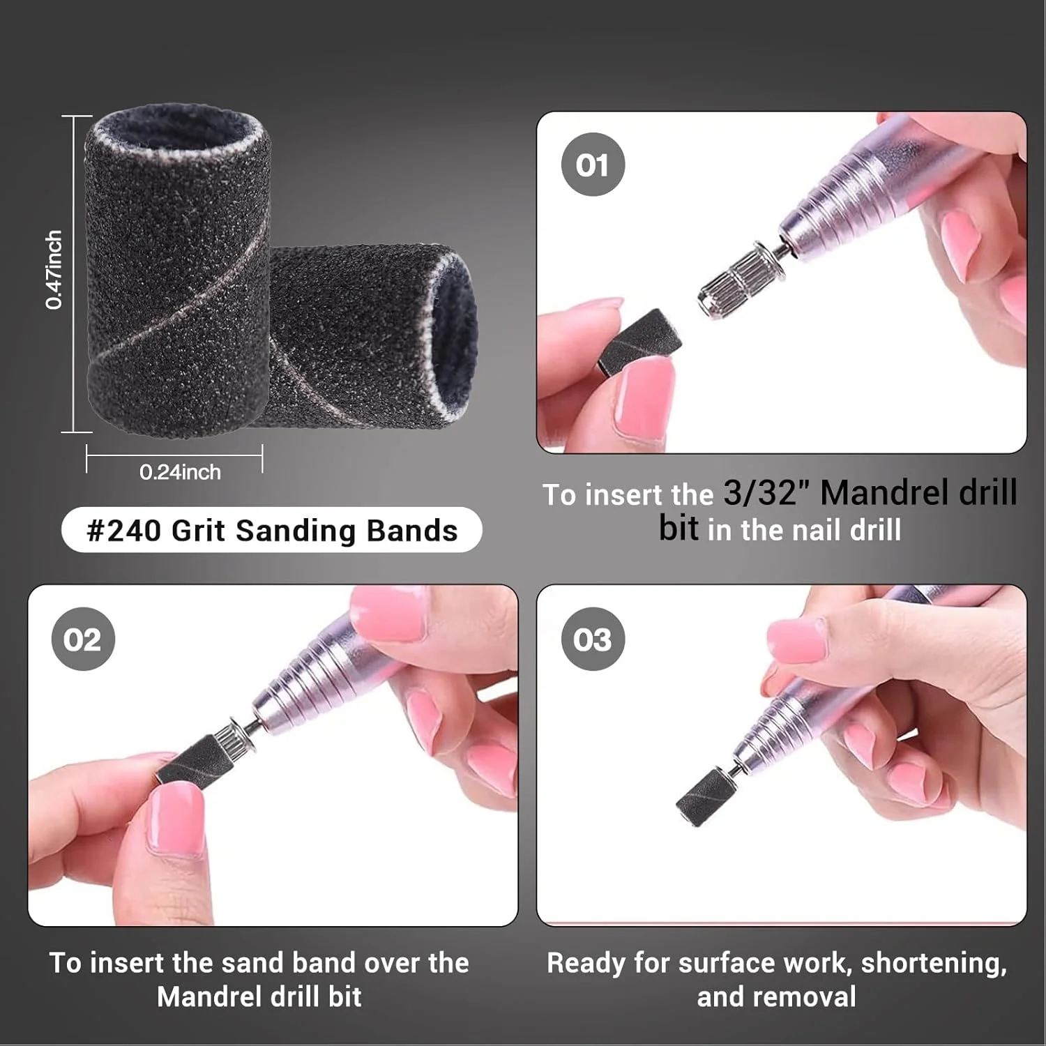 MelodySusie ۱۰۰ عدد نوار سمباده حرفه ای مانیکور ناخن درجه زبری ۲۴۰ به همراه میله