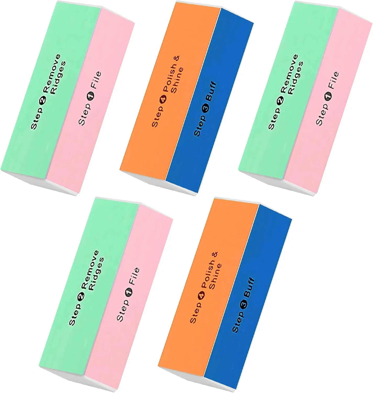 بلاک براق کننده 4 طرفه سافت اِن استایل / بافر براق کننده ناخن 4 مرحله ای، 5 عدد بلاک براق کننده 4 طرفه سافت اِن استایل / بافر براق کننده ناخن 4 مرحله ای، 5 عدد