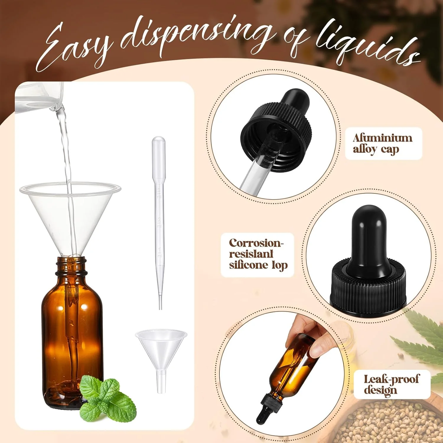 لالیسا ۴۸ عدد بطری شیشه ای قطره چکان دار با قطره چکان پخش کننده، بطری های قطره چکان آزمایشگاهی با ۴ عدد پیپت بلند، ۴ عدد قیف و ۸۰ عدد برچسب برای مسافرت، روغن های کوتیکول ماساژ، روغن های اسانس، عطر (کهربایی، ۲ اونس) لالیسا ۴۸ عدد بطری شیشه ای قطره چکان دار با قطره چکان پخش کننده، بطری های قطره چکان آزمایشگاهی با ۴ عدد پیپت بلند، ۴ عدد قیف و ۸۰ عدد برچسب برای مسافرت، روغن های کوتیکول ماساژ، روغن های اسانس، عطر (کهربایی، ۲ اونس)