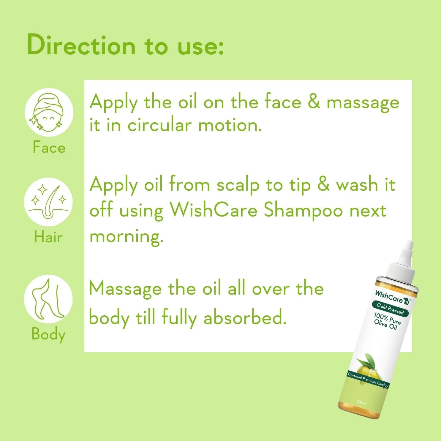 روغن زیتون خالص ممتاز فشرده سرد WishCare، 200 میلی لیتر روغن زیتون خالص ممتاز فشرده سرد WishCare، 200 میلی لیتر