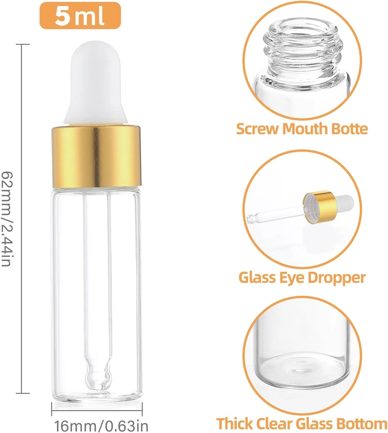 بطری قطره چکان 5 میلی لیتر، بسته 50 عددی شیشه ای با قطره چکان، ظرف کوچک آرایشی بطری دار برای اسانس، روغن ناخن و روغن کوتیکول، سرم ها بطری قطره چکان 5 میلی لیتر، بسته 50 عددی شیشه ای با قطره چکان، ظرف کوچک آرایشی بطری دار برای اسانس، روغن ناخن و روغن کوتیکول، سرم ها