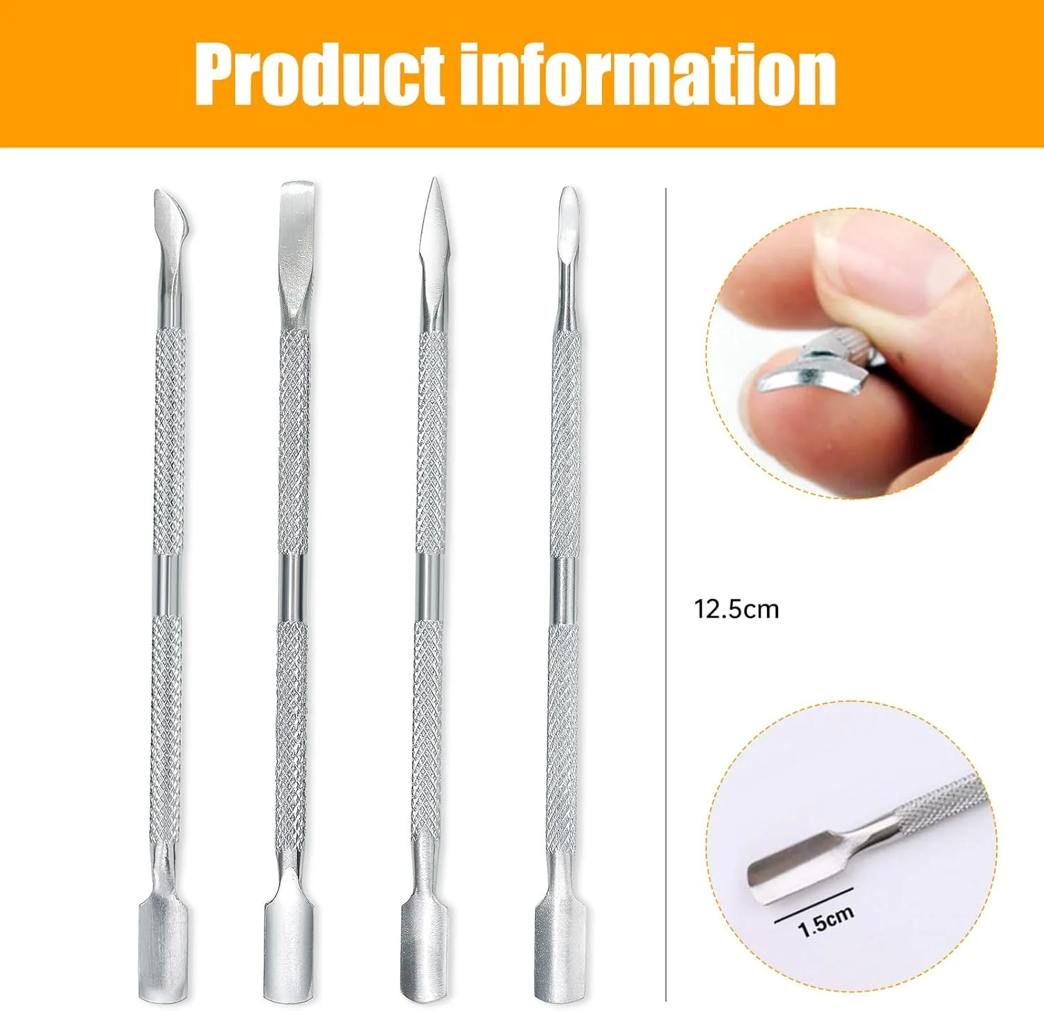 ست ابزار مانیکور و پدیکور، شامل عقب زن و از بین برنده پوست های مرده اطراف ناخن، ابزار حرفه ای از جنس استیل ضد زنگ، بادوام برای ناخن های دست و پا، 4 عدد در هر ست