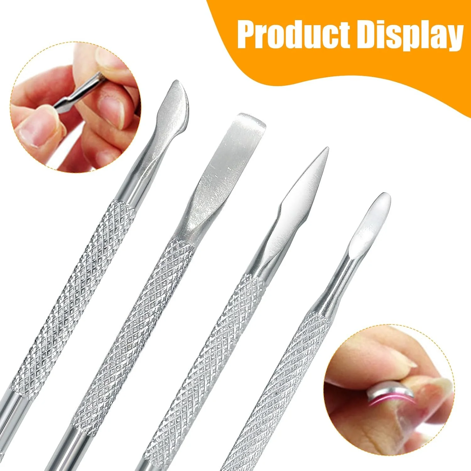 ست ابزار مانیکور و پدیکور، شامل عقب زن و از بین برنده پوست های مرده اطراف ناخن، ابزار حرفه ای از جنس استیل ضد زنگ، بادوام برای ناخن های دست و پا، 4 عدد در هر ست